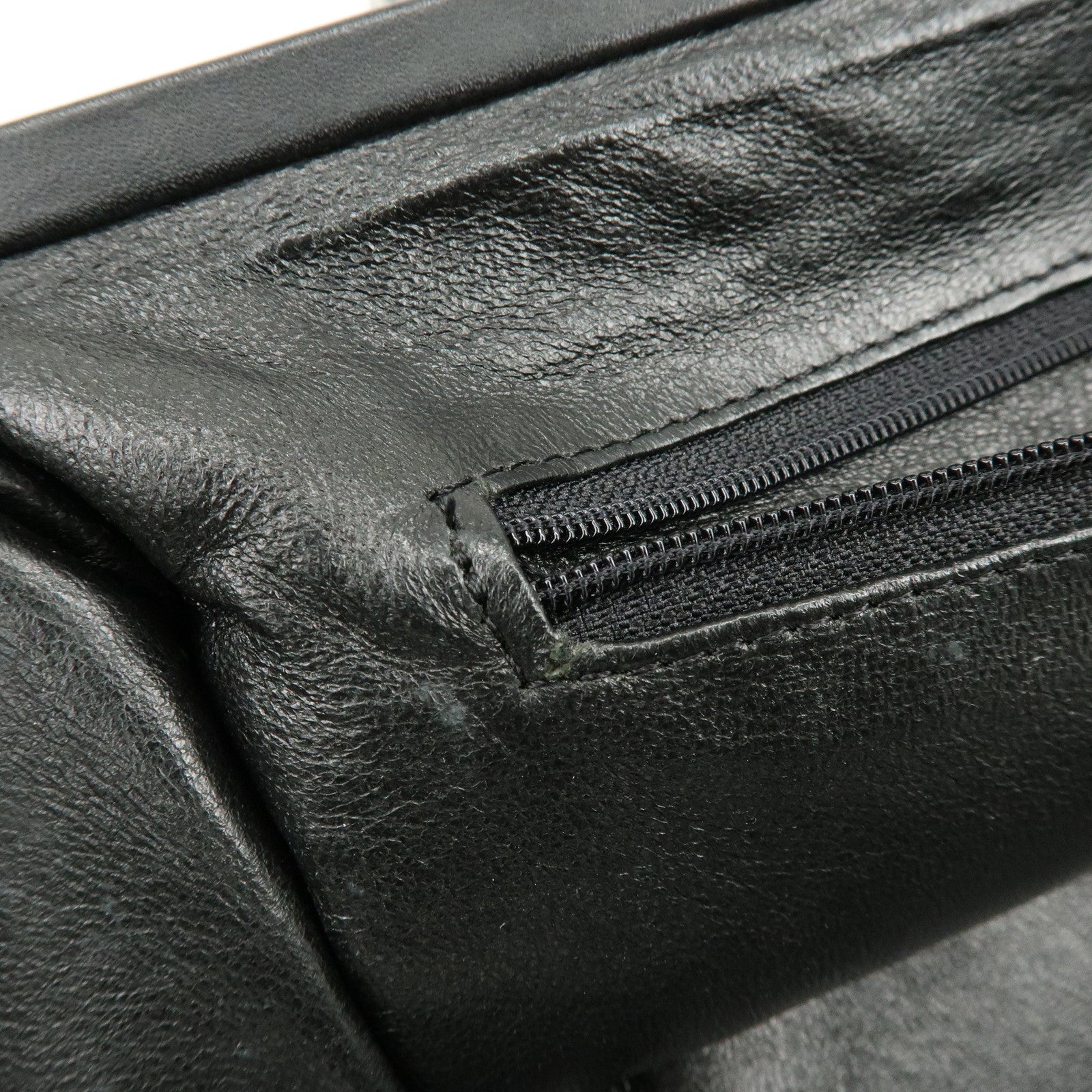 CHANEL COCO Mark Nylon Leather Kiss Lock Purse Shoulder Bag Black