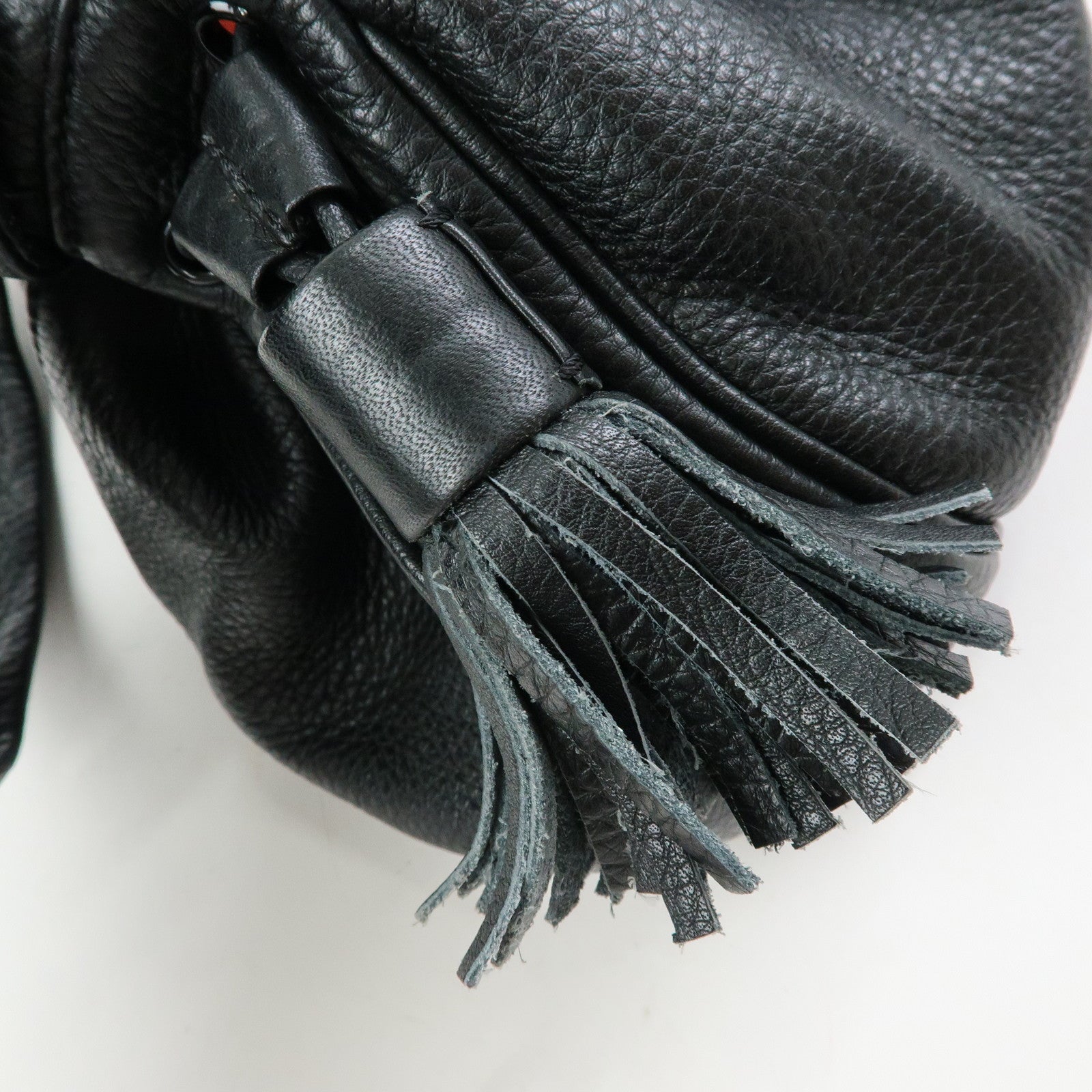 Chloe See By Chloe Leather Shoulder Bag Tassel Charm Black