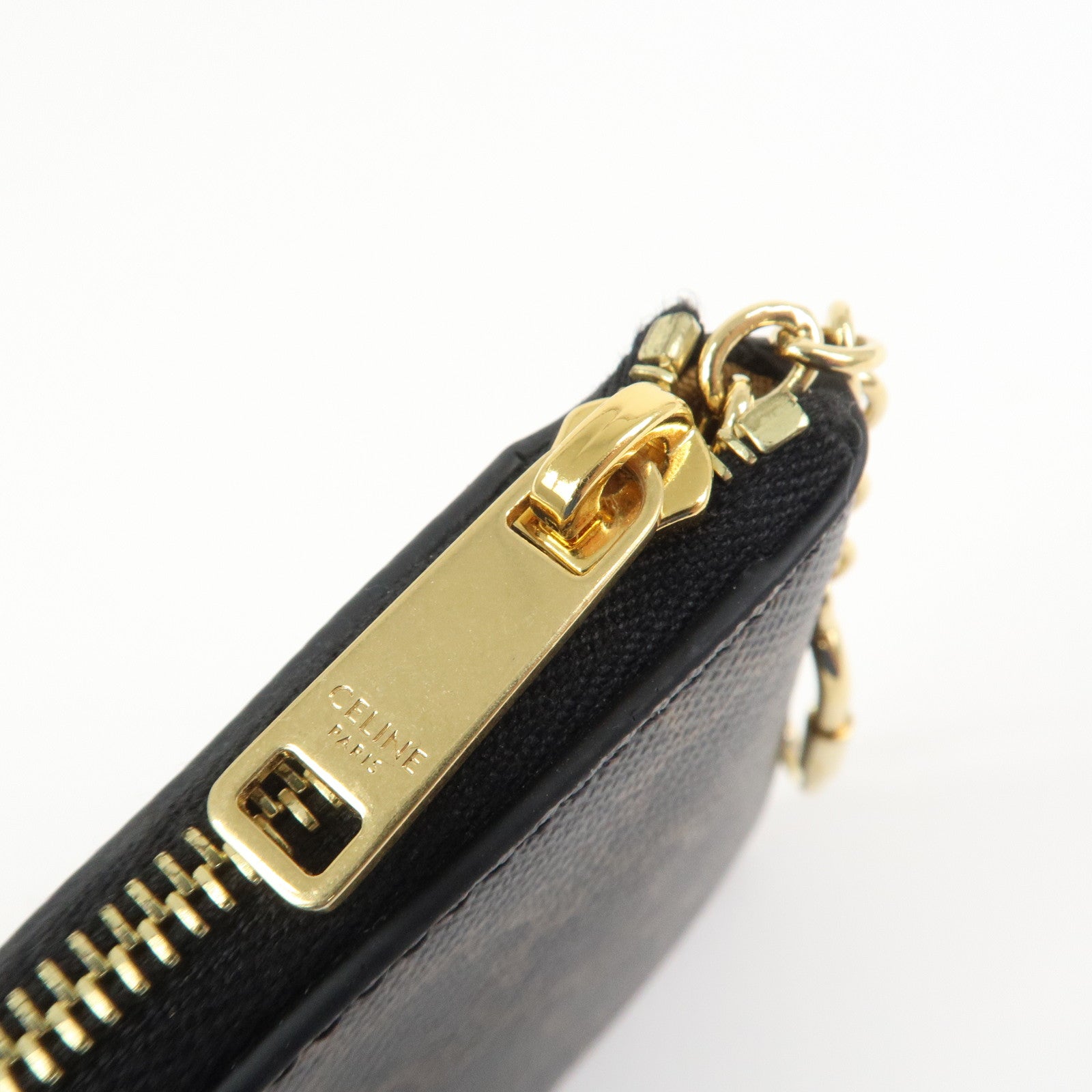 CELINE Triomphe PVC Canvas Cosmetic Pouch Black