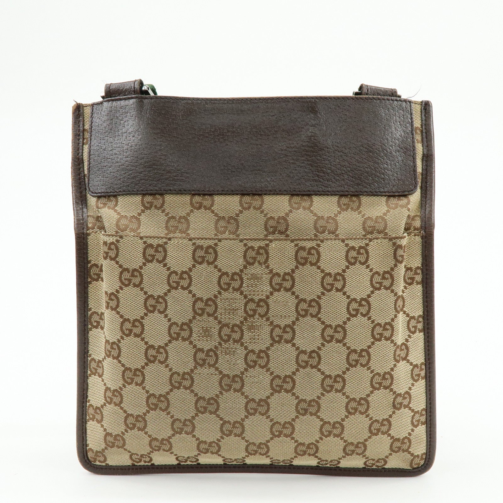 GUCCI Sherry GG Canvas Leather Shoulder Crossbody Bag Brown 27639