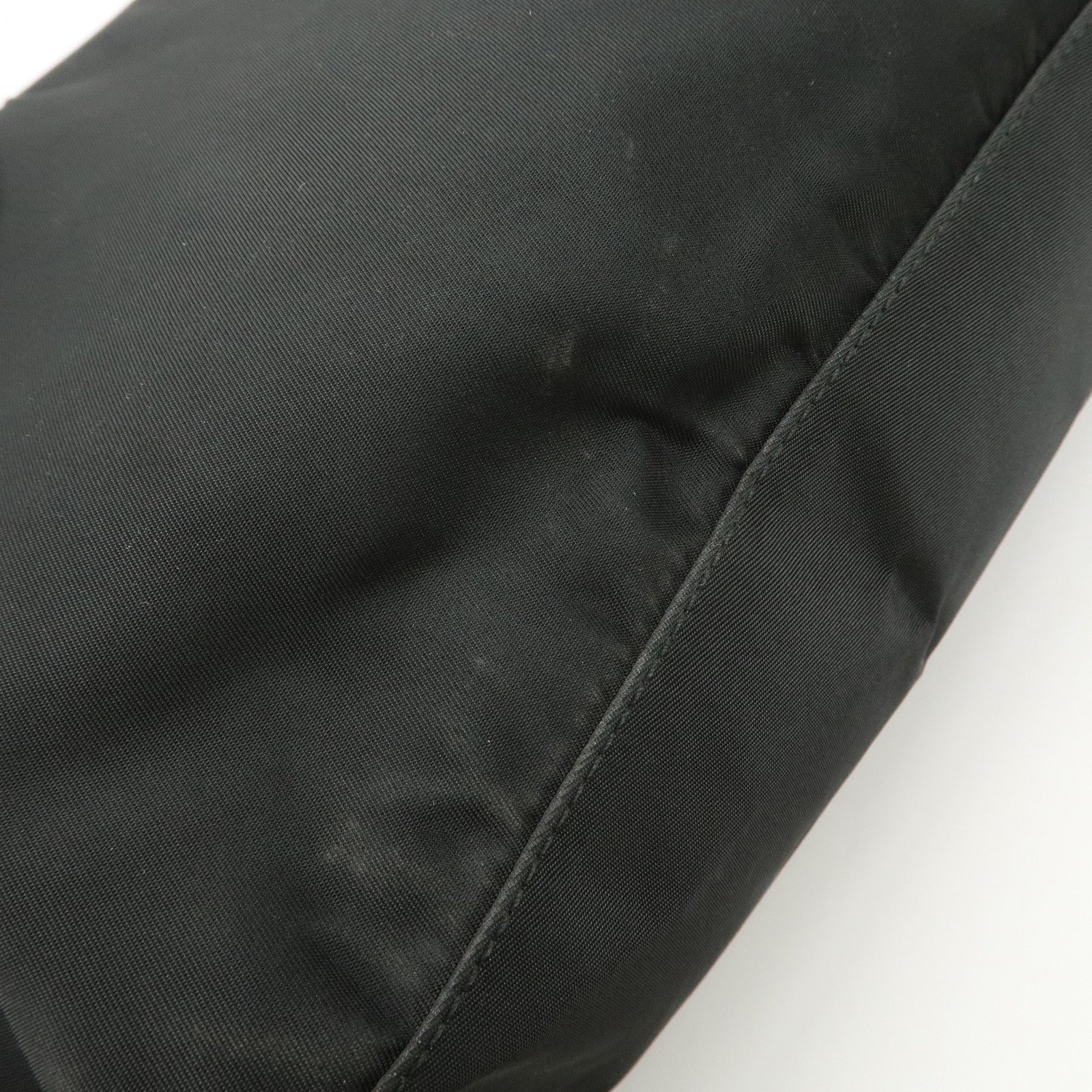 PRADA Triangle Logo Leather Nylon Hand Bag Shoulder Bag Black BR0141 Used