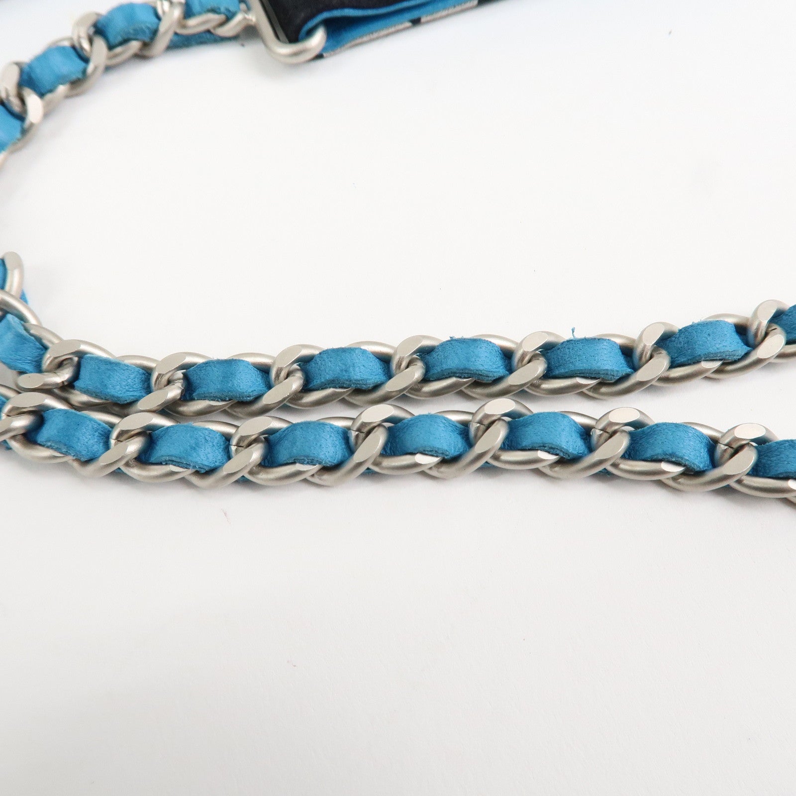 CHANEL Canvas Leather Chain Passport Case Black Multicolor