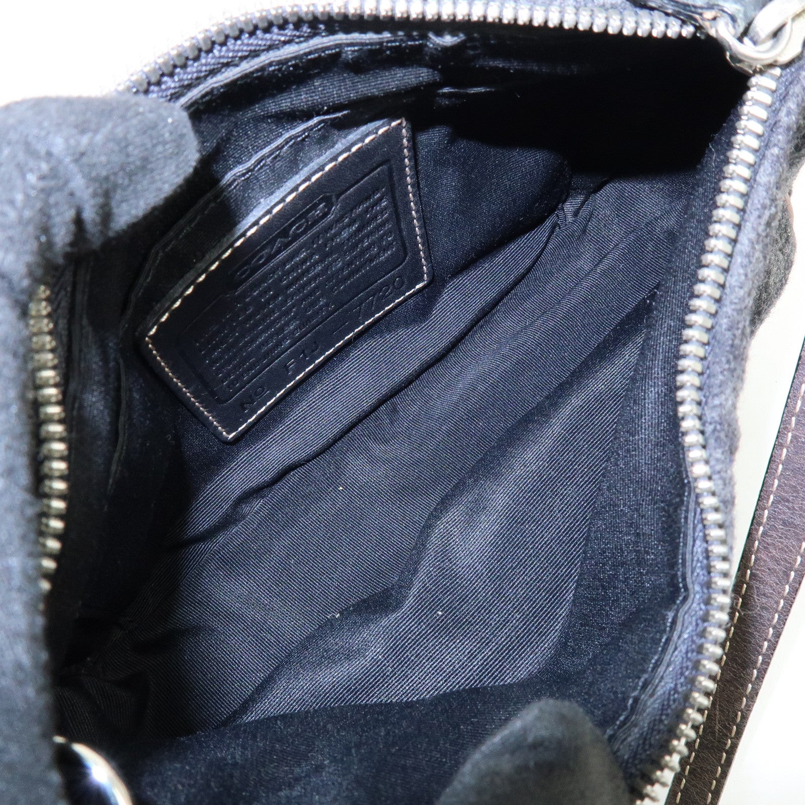 COACH Set of 2 Wool Leather Shoulder Bag Hand Bag Gray Brown