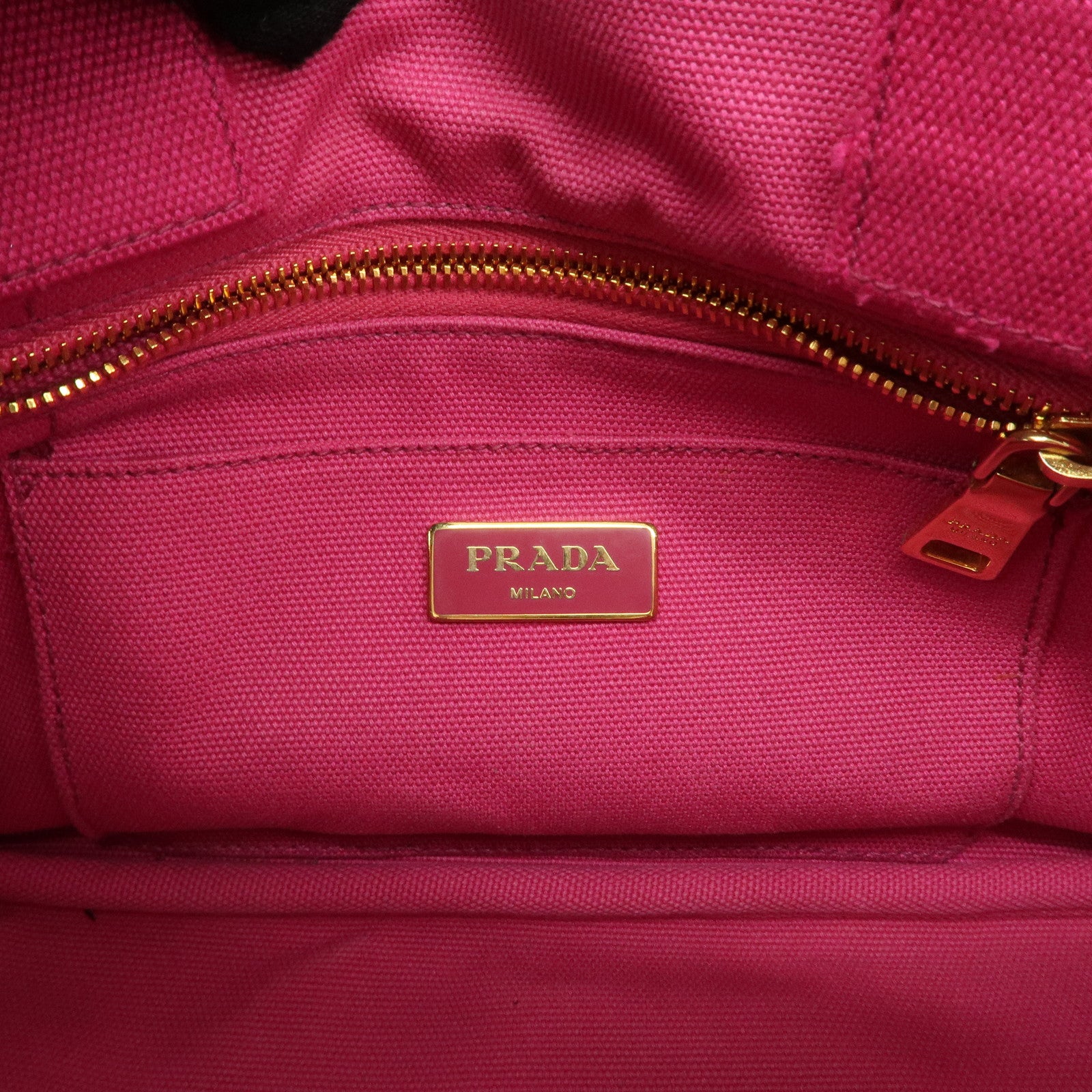 PRADA Logo Canapa Mini Canvas Tote Bag Hand Bag Pink BN2439 Used