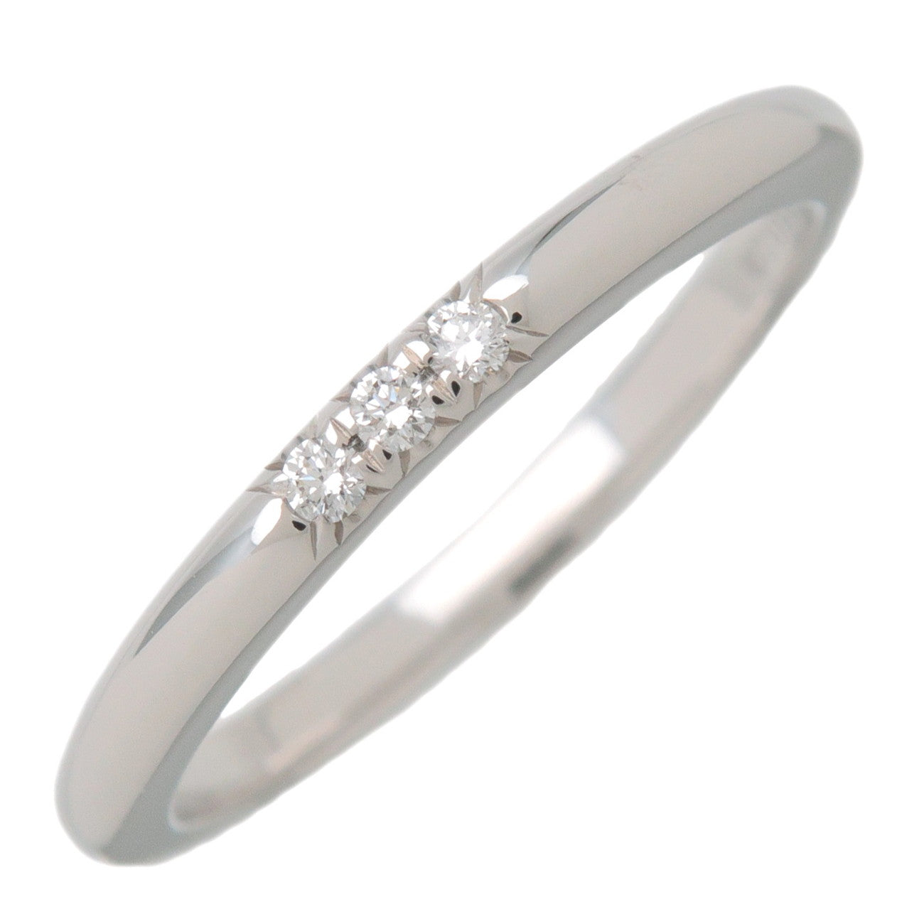 Tiffany & Co Classic Band 3P Diamond Ring PT950 Platinum US5 EU49