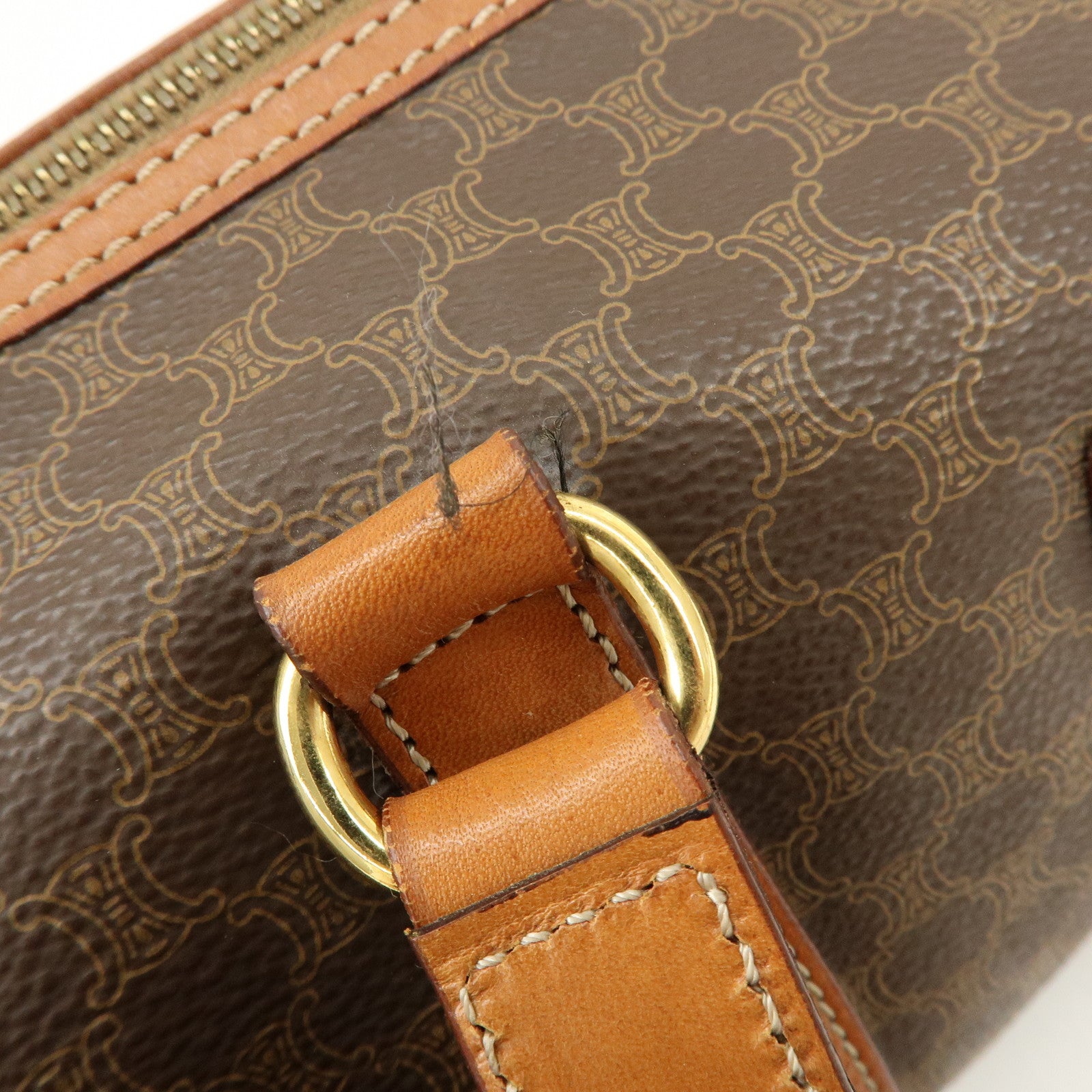 CELINE Macadam PVC Leather Shoulder Bag Hand Bag Brown
