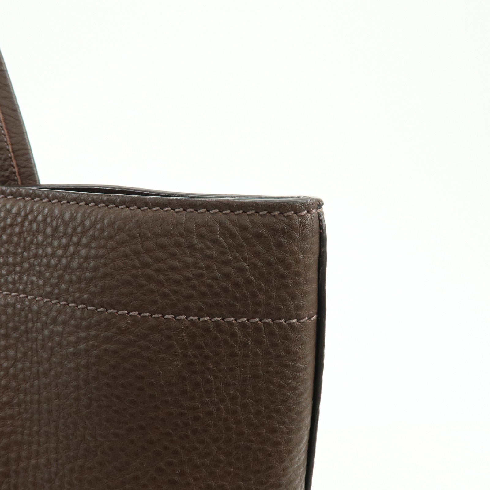 MIU MIU Logo Leather Tote Bag Shoulder Bag Hand Bag Dark Brown