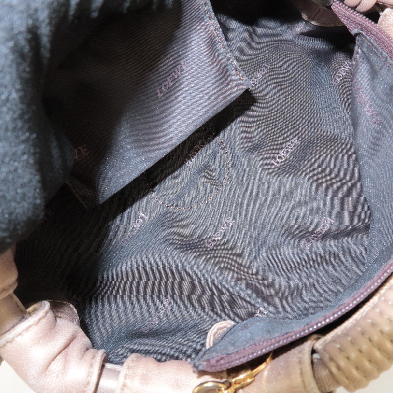 LOEWE Anagram Leather Mini Nappa Aire Hand Bag Tote Bag Gold Used