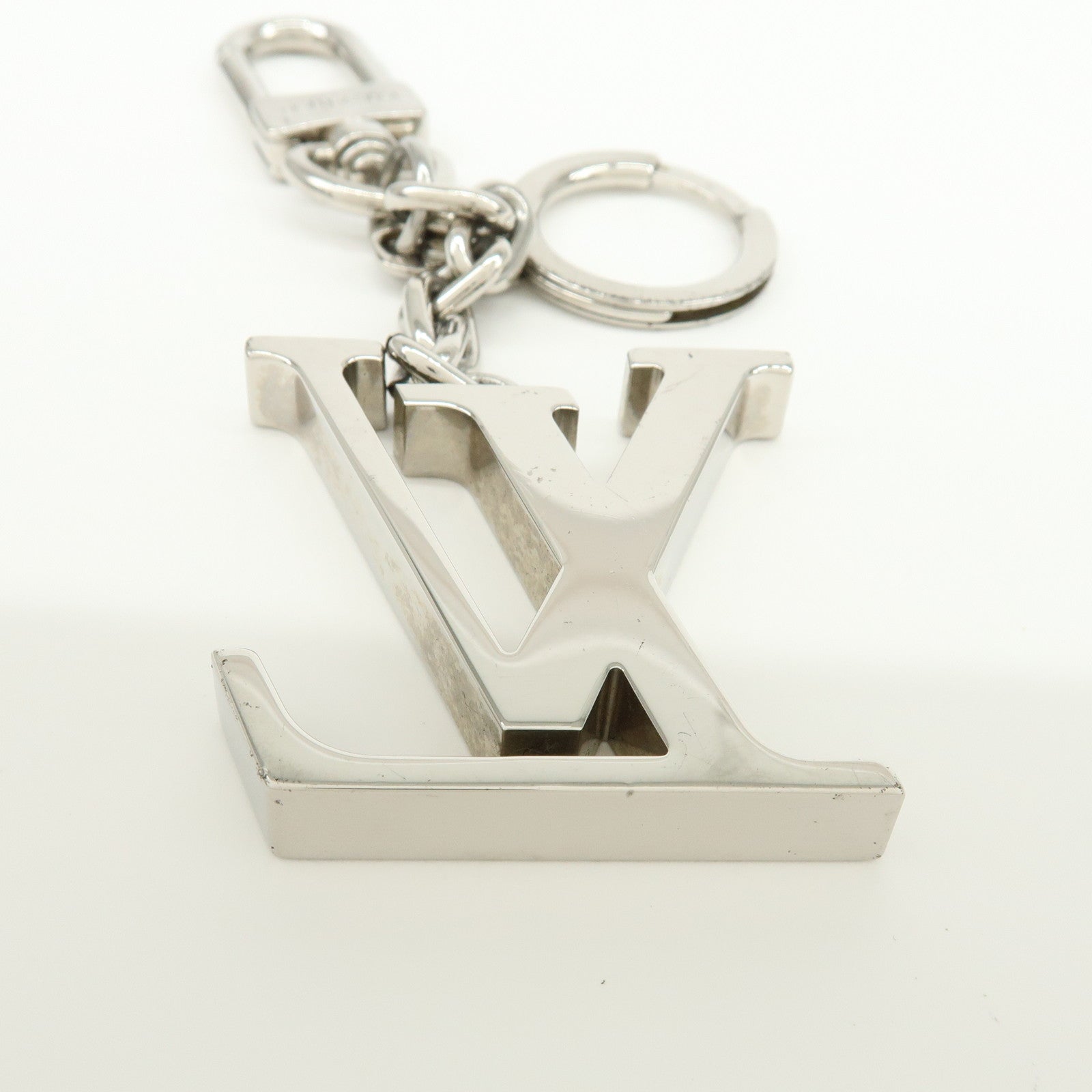 Louis Vuitton Porte Cles Initials LV Metal Bag Charm Silver M65071