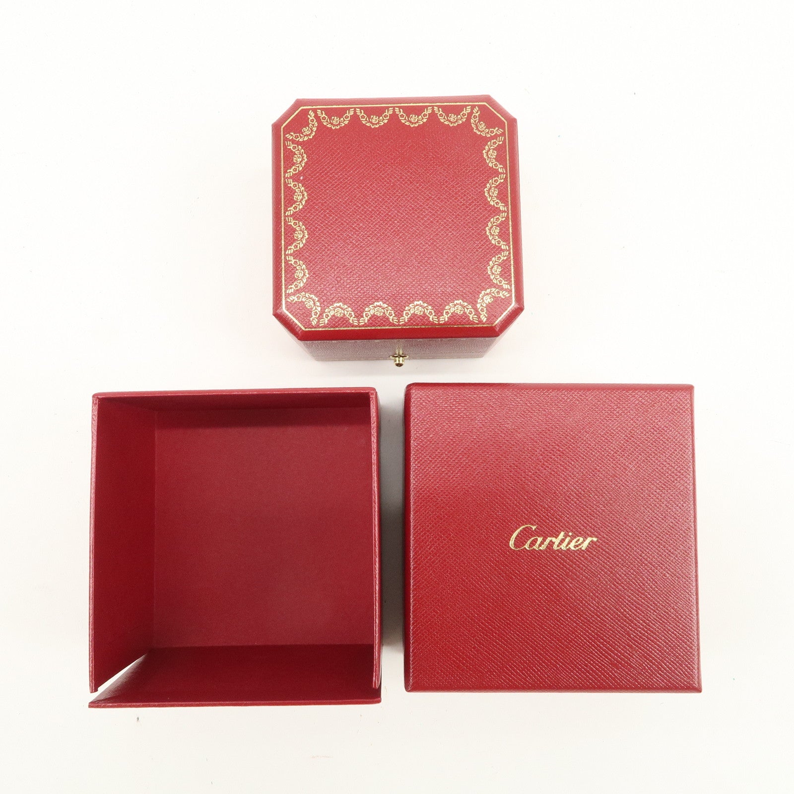 Cartier Set of 2 Jewelry Box Ring Box Display Box Red