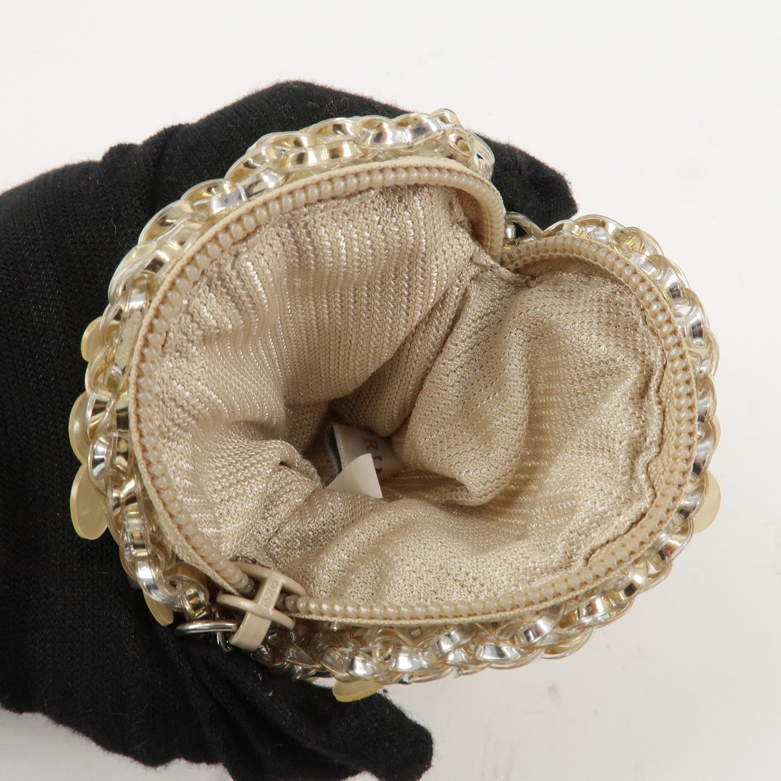 ANTEPRIMA Heart Flower Plastic Bijou Pouch Accessory Case Beige Used