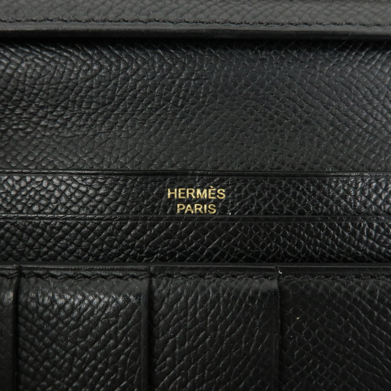 HERMES Epson Bearn Soufflet Long Wallet C Stamped Black Used