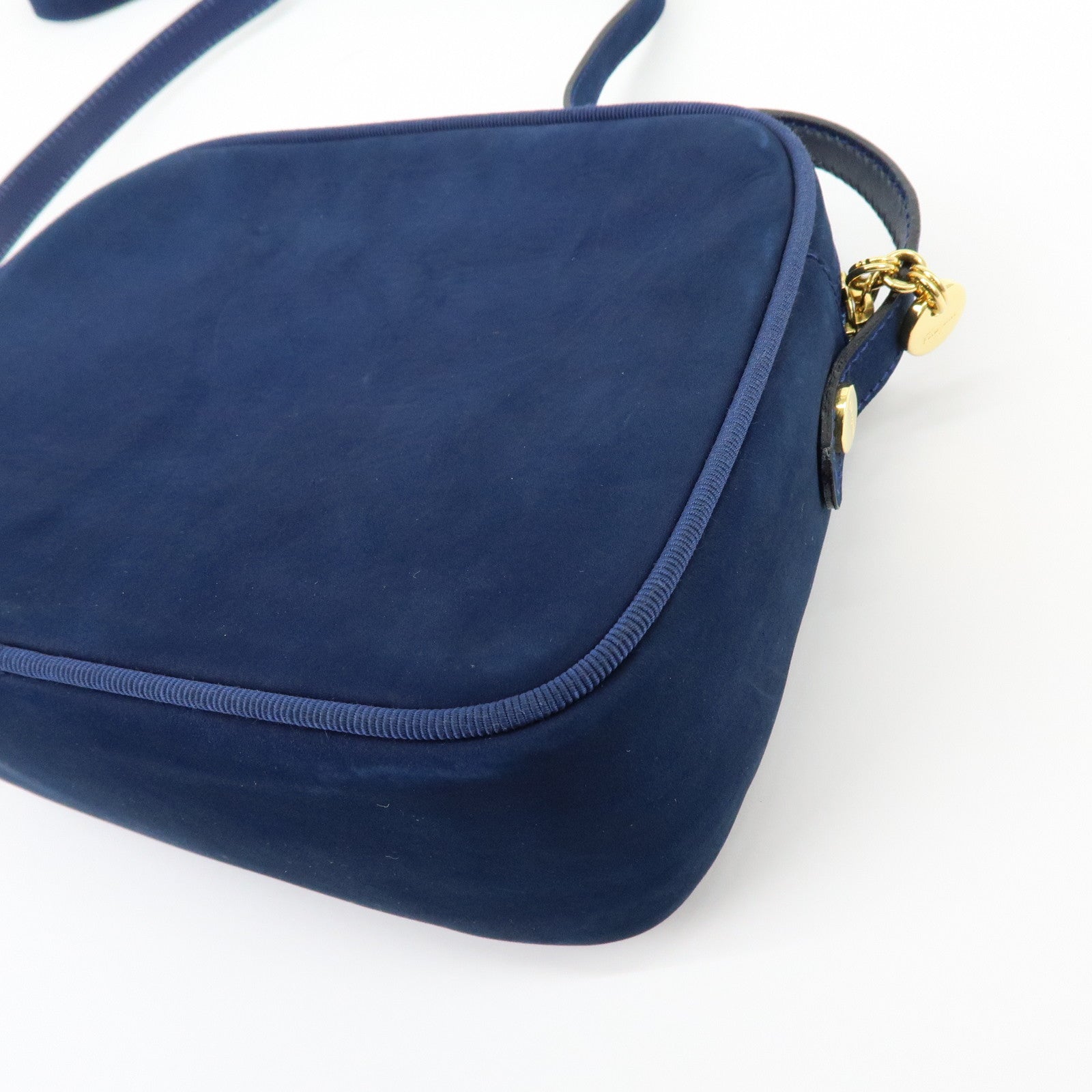 Ferragamo Vara Suede Shoulder Bag Crossbody Bag Camera Bag Navy