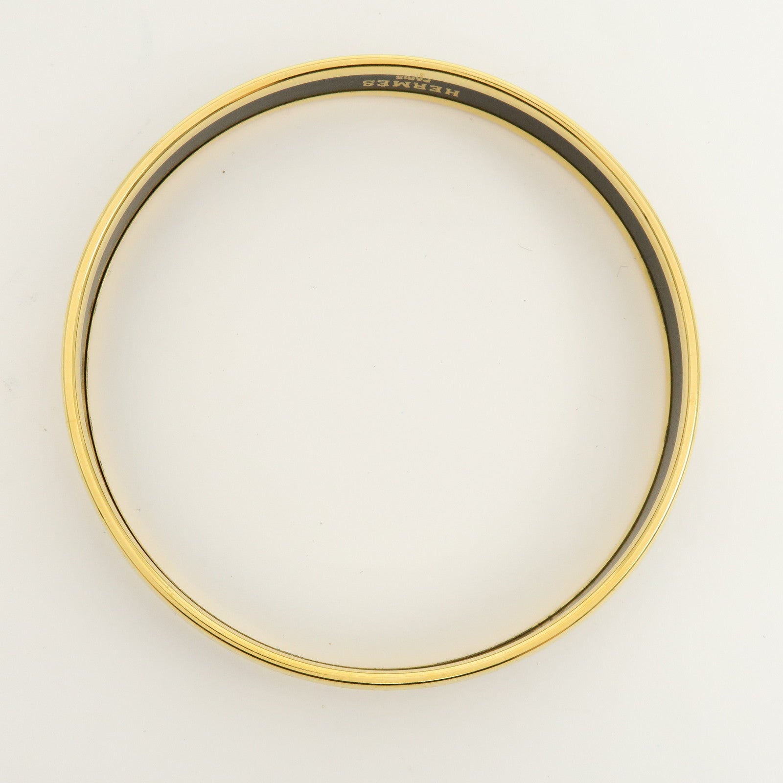 HERMES Email PM Bangle Gold Plated Bracelet Green Red