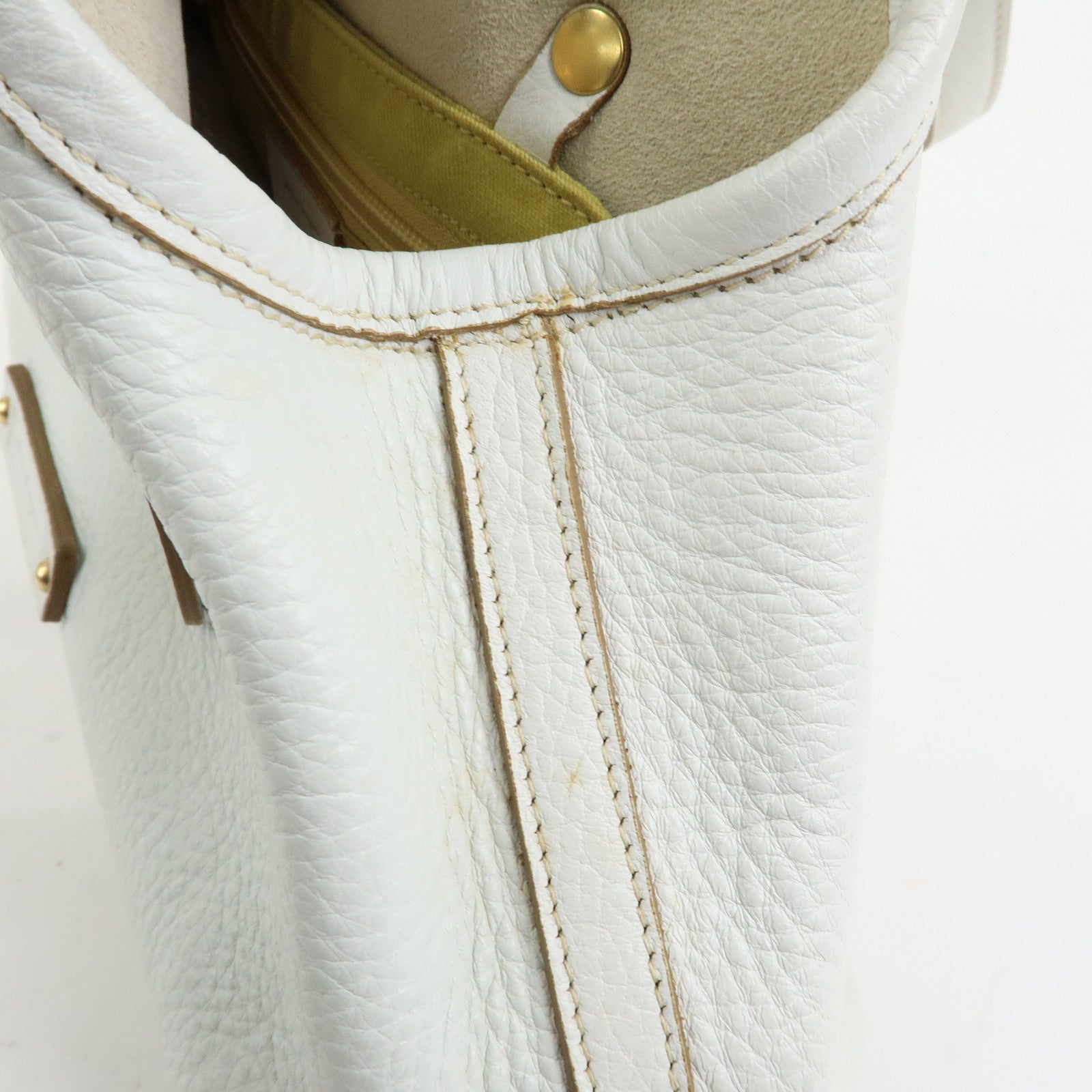 Ferragamo Logo Leather Tote Bag Hand Bag Shoulder Bag White