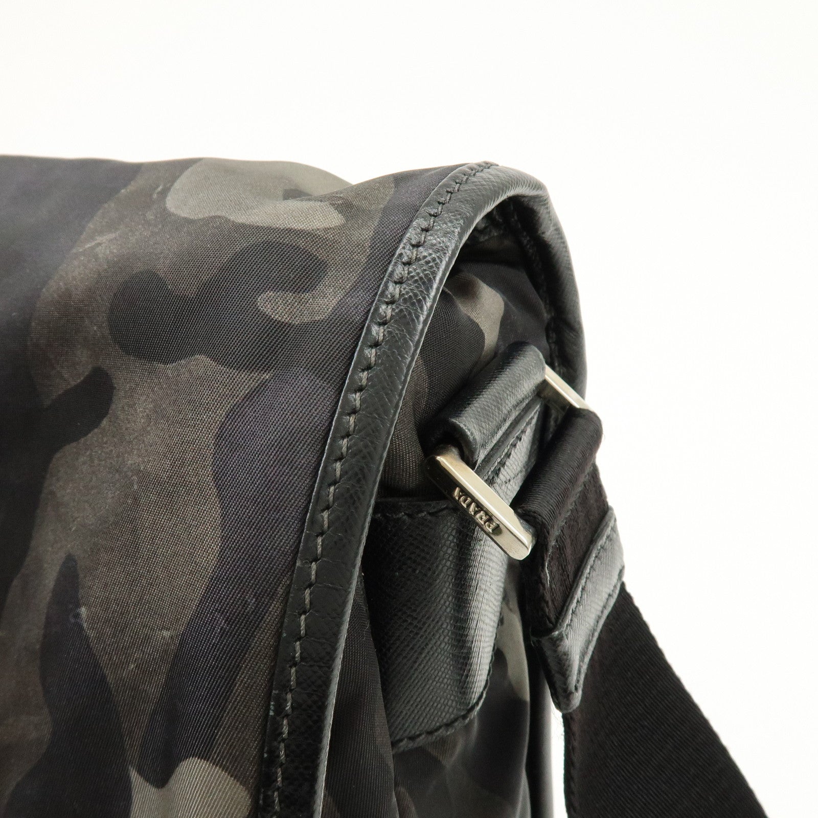 PRADA Triangle Logo Nylon Saffiano Leather Camouflage Shoulder Bag