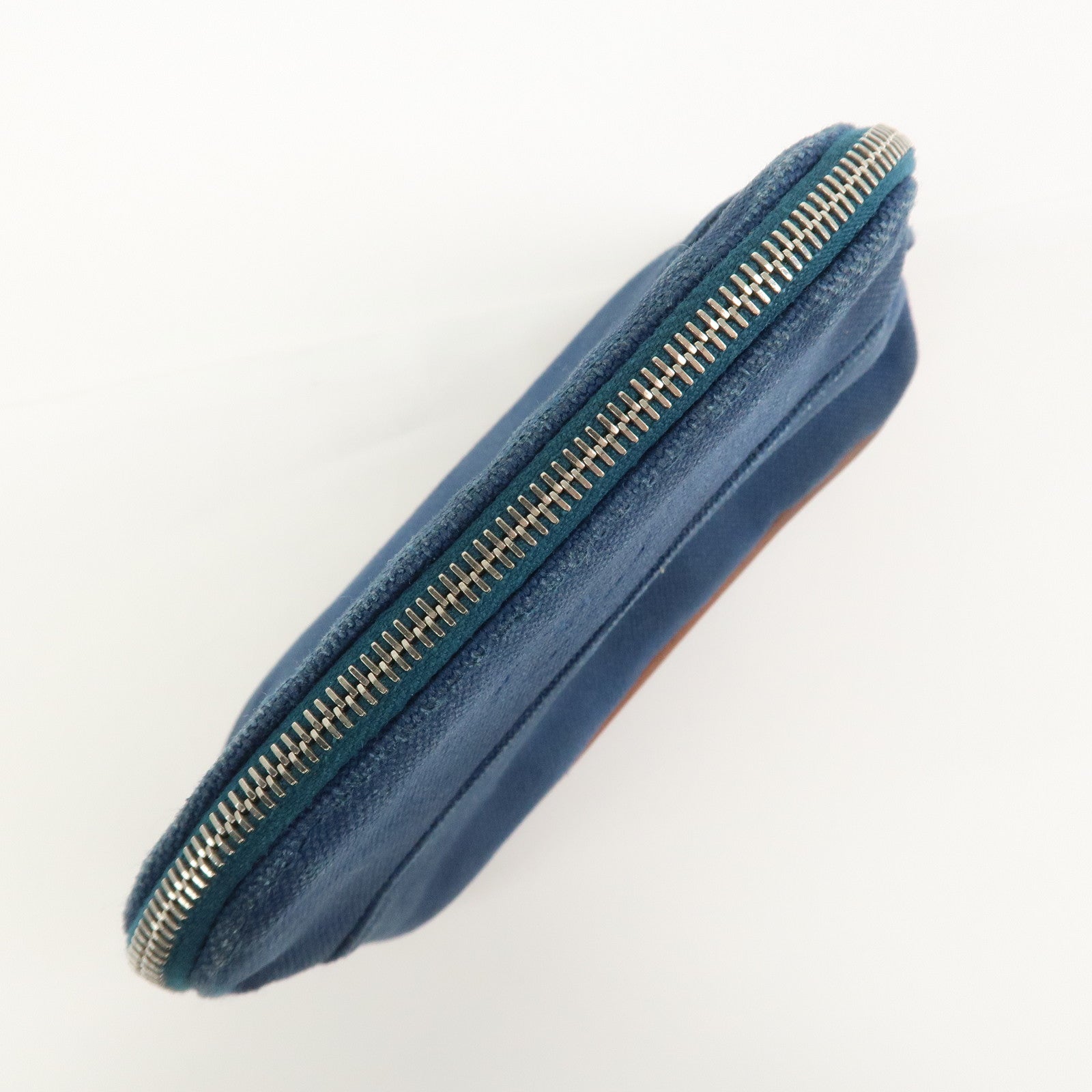 HERMES Canvas Leather Bolide Mini Mini 16 Pouch Cosmetic Pouch Navy