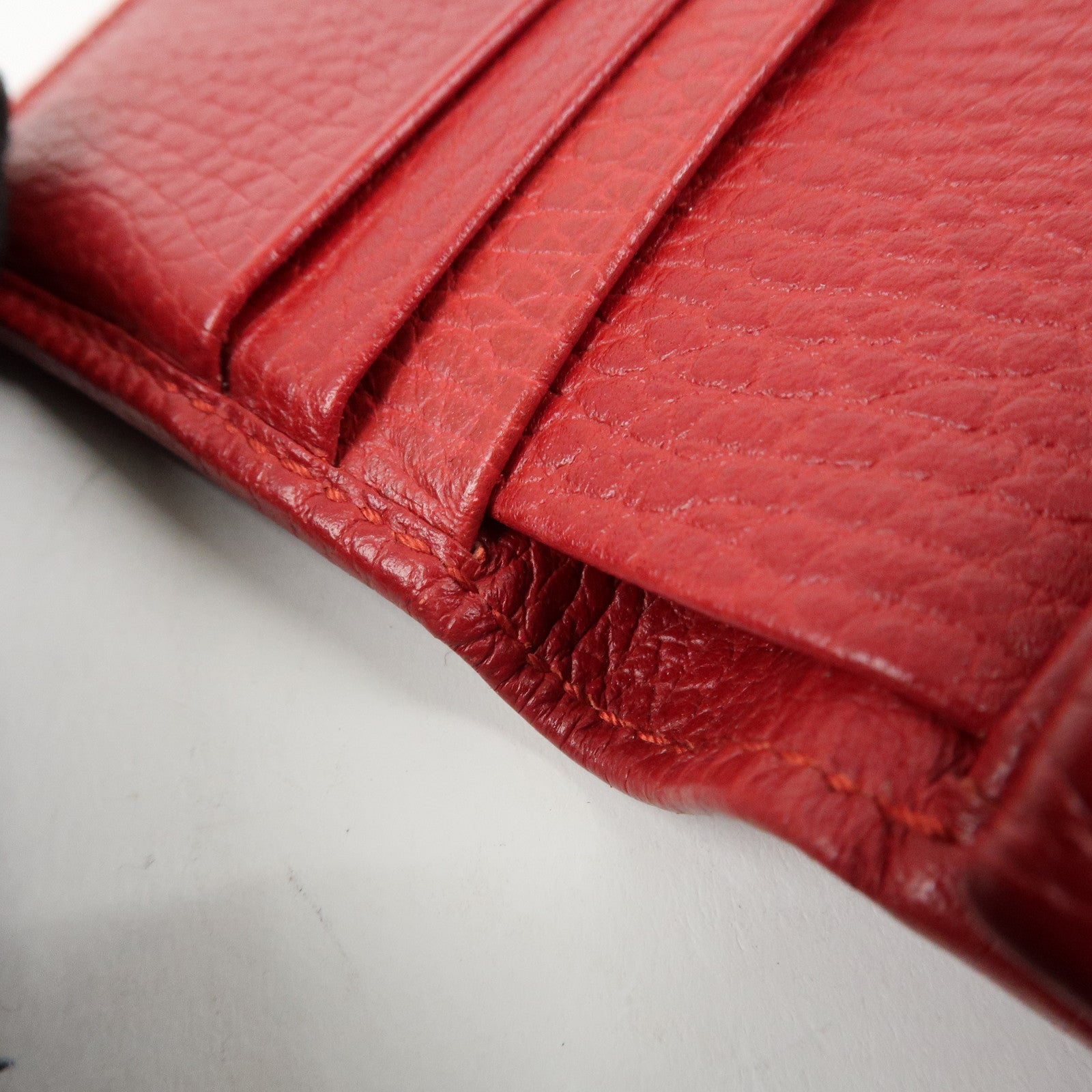 GUCCI GG Marmont Leather Bi-Fold Wallet Red 456126 Used