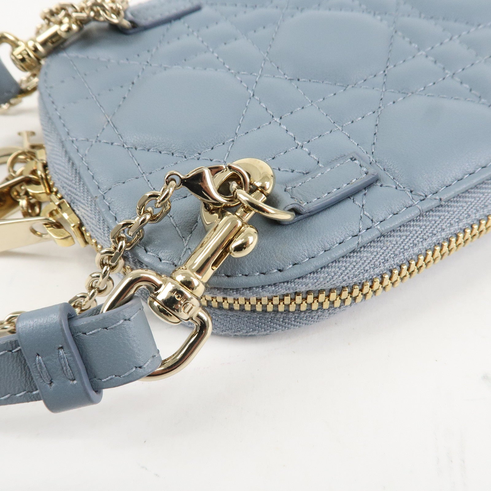 Christian Dior Lady Dior Call'in Dior Canage Lamb Skin Phone Holder Used