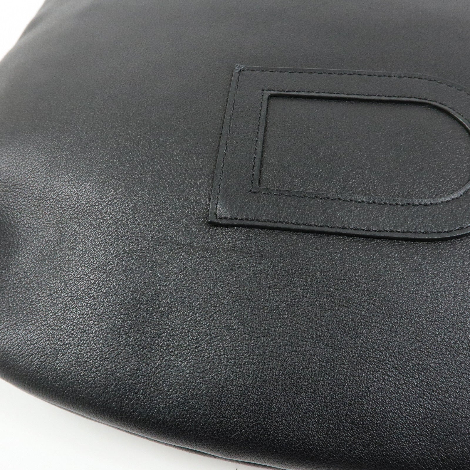 DELVAUX Louise Leather Shoulder Bag Hand Bag Black