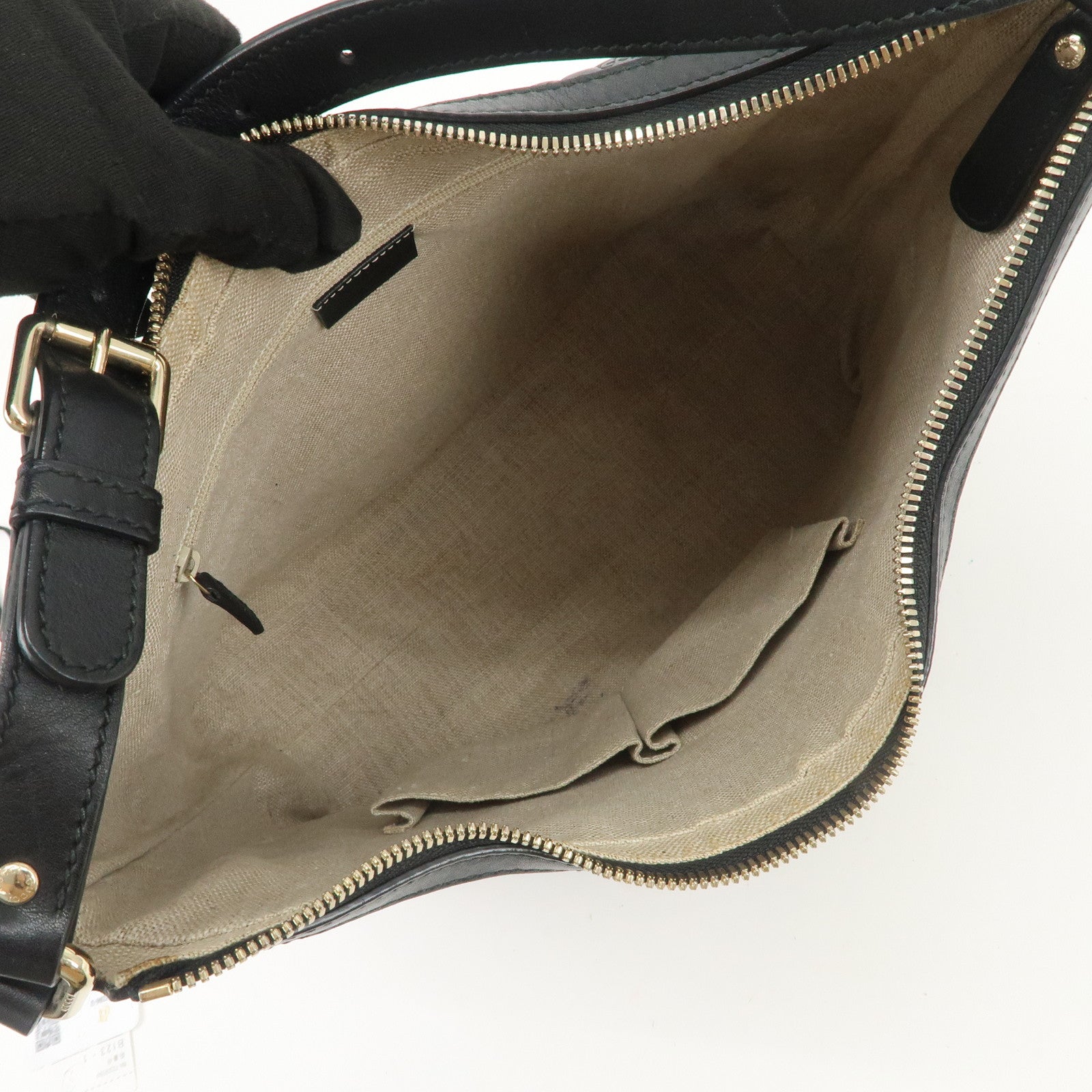 GUCCI Micro Guccissima Leather Shoulder Bag Hand Bag Black 449732