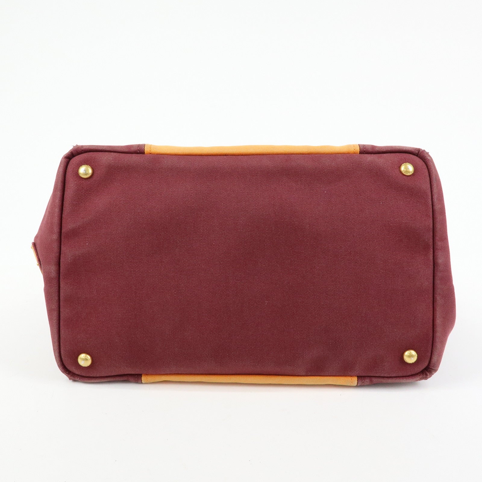 PRADA Logo Canapa Canvas 2Way Bag Tote Bag Orange Purple B1877G