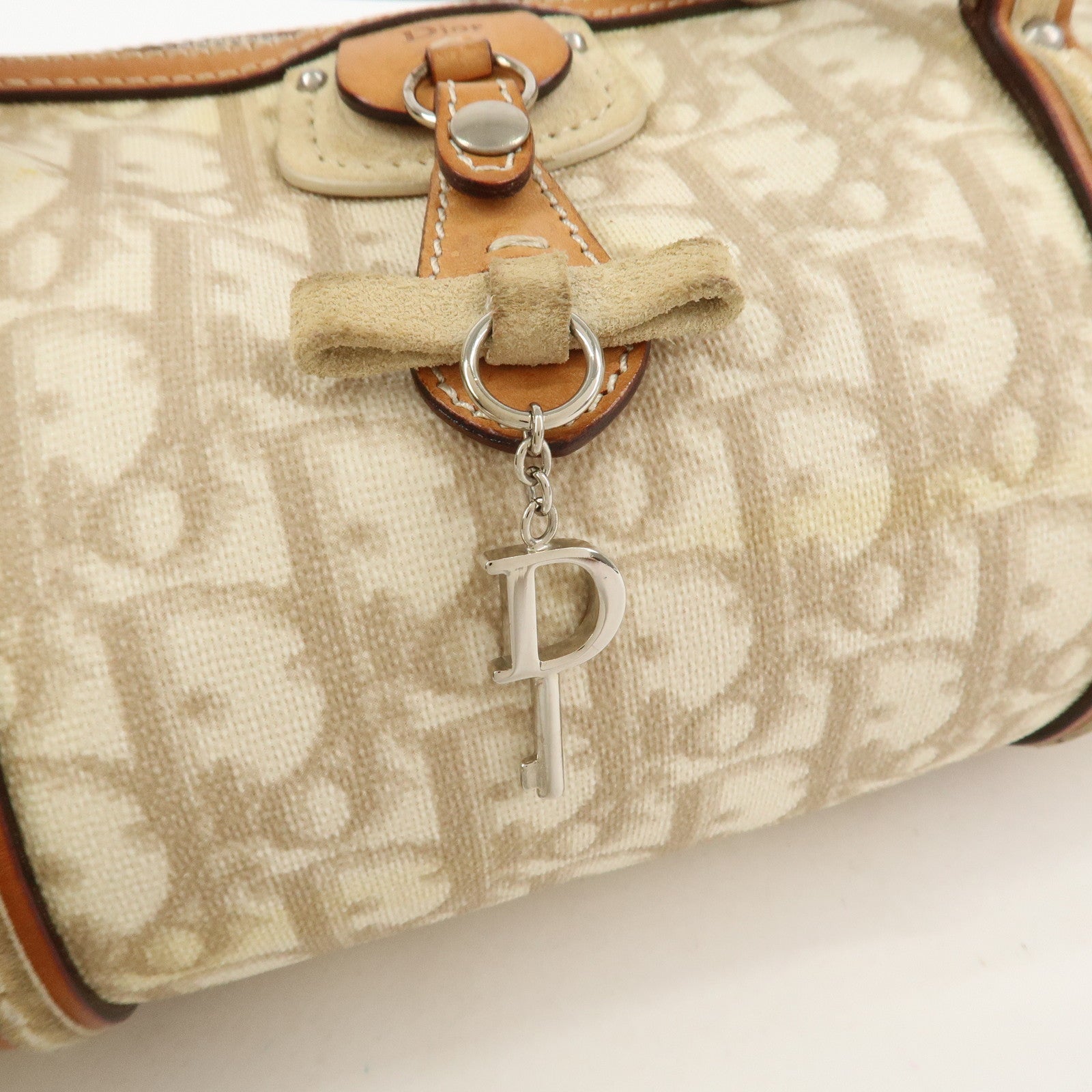 Christian Dior Romantic Trotter PVC Leather Hand Bag Beige