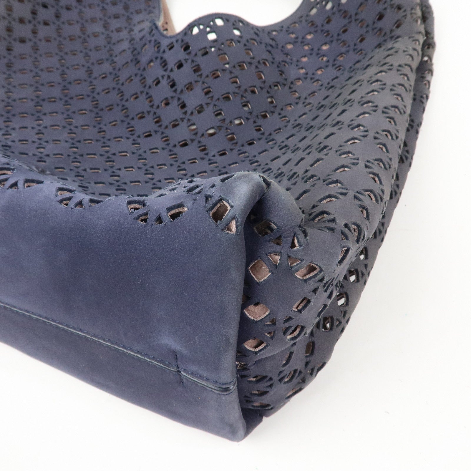 LOEWE Anagram Logo Leather Shoulder Bag Hand Bag Navy