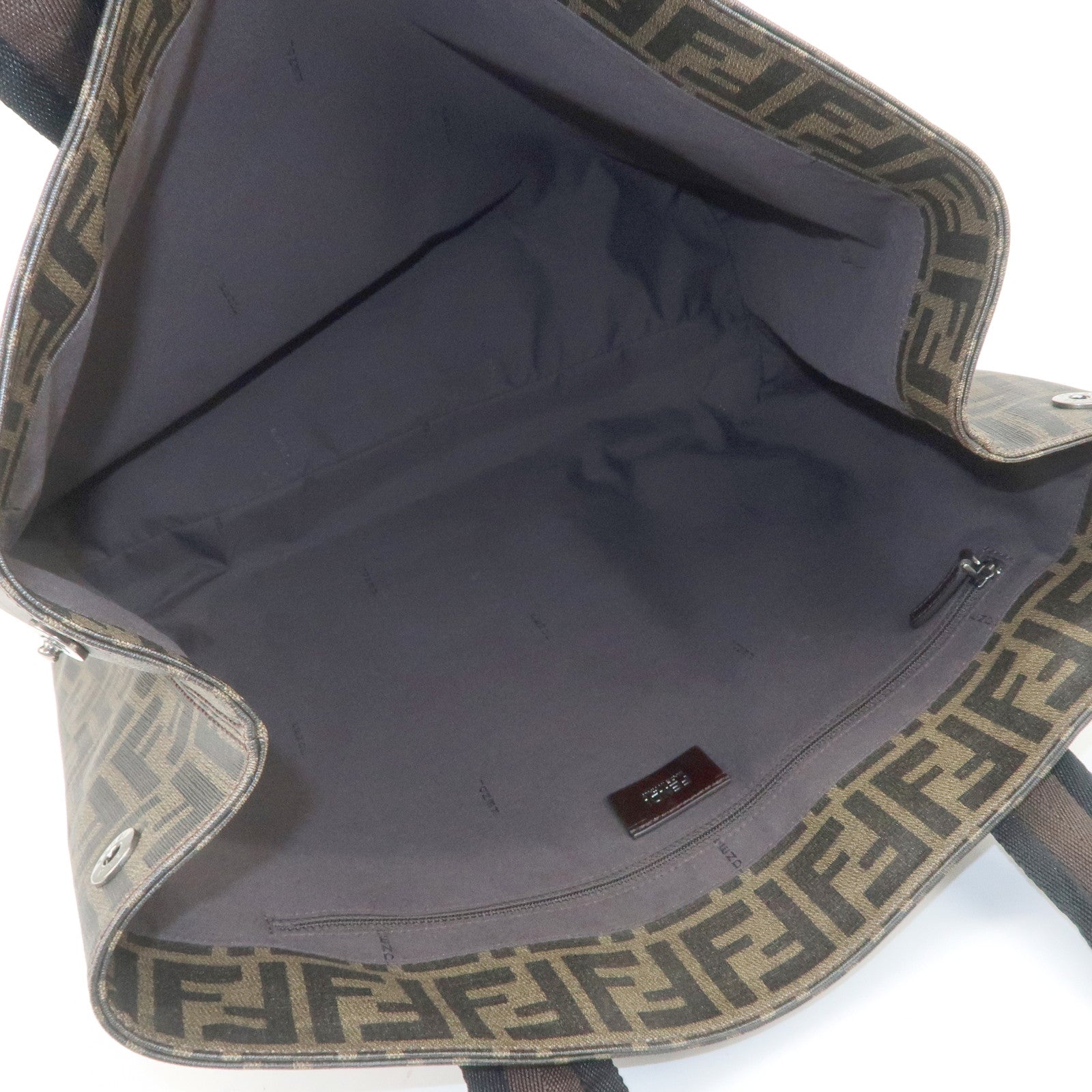 FENDI Zucca PVC Canvas Tote Bag Shoulder Bag Black Brown 7VA271