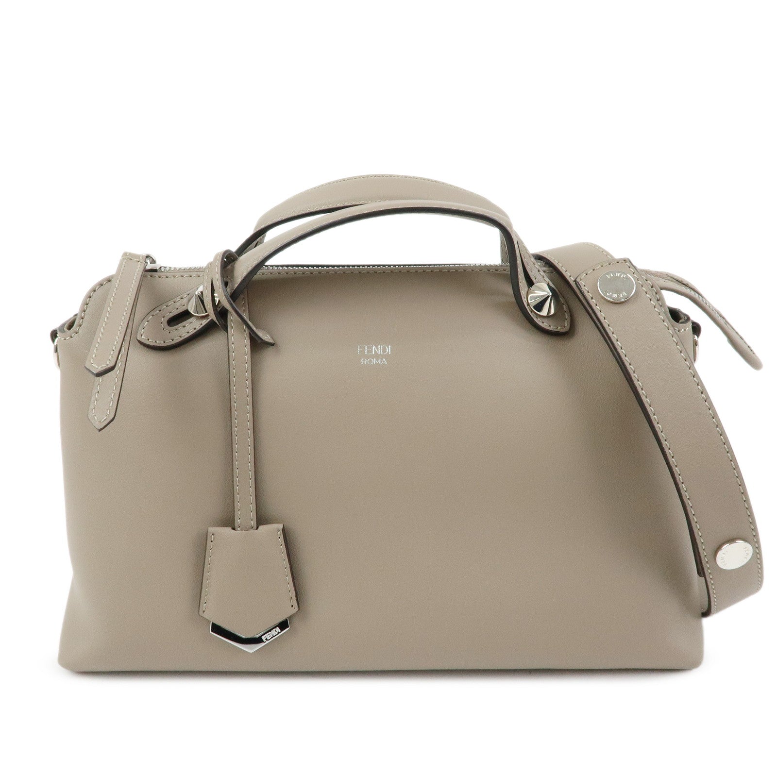FENDI BY THE WAY Medium Leather 2Way Hand Bag Greige 8BL124