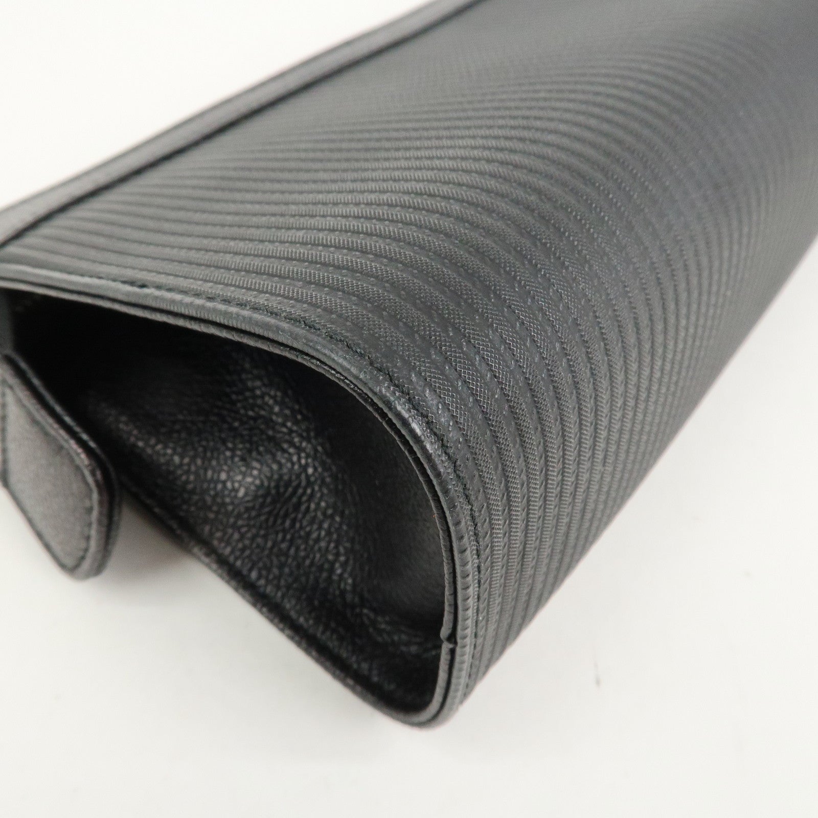 BVLGARI Logo PVC Leather Pouch Accessory Pouch Black