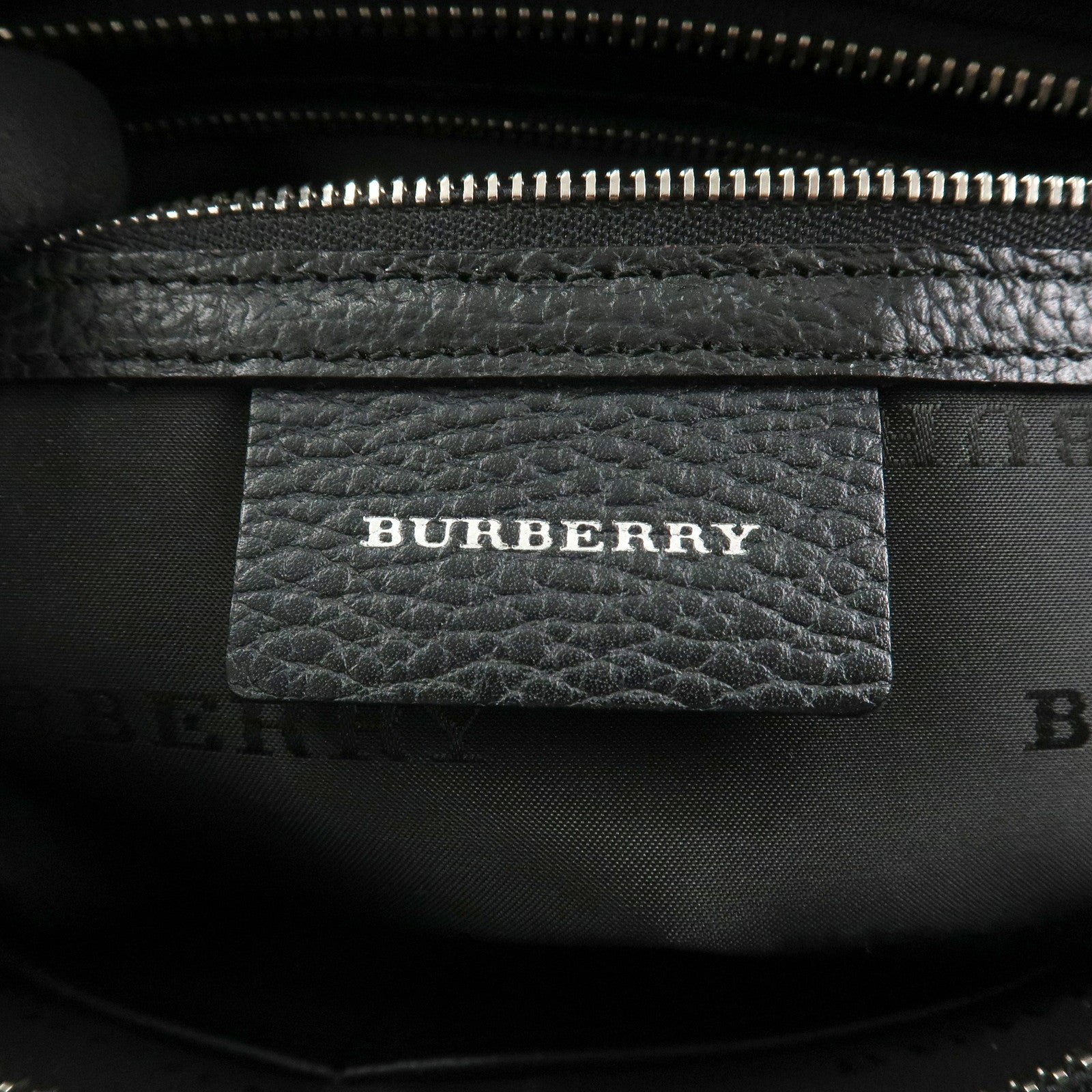 BURBERRY Nova Plaid Nylon Leather Tote Bag Hand bag Black