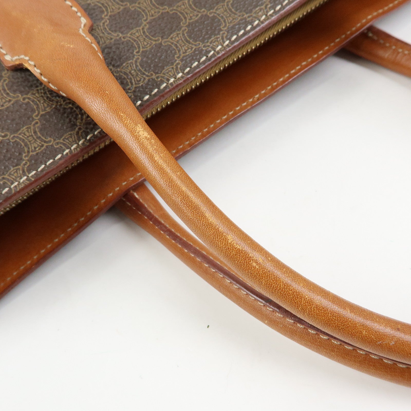 CELINE Macadam PVC Leather Tote Bag Hand Bag Brown