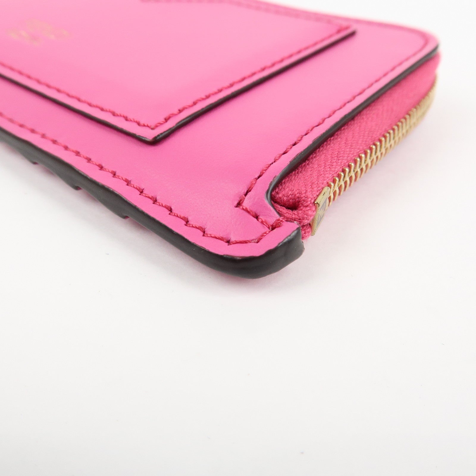 FENDI Peekaboo Leather Card Case Fragment Case Coin Case Pink 8M0489 Used