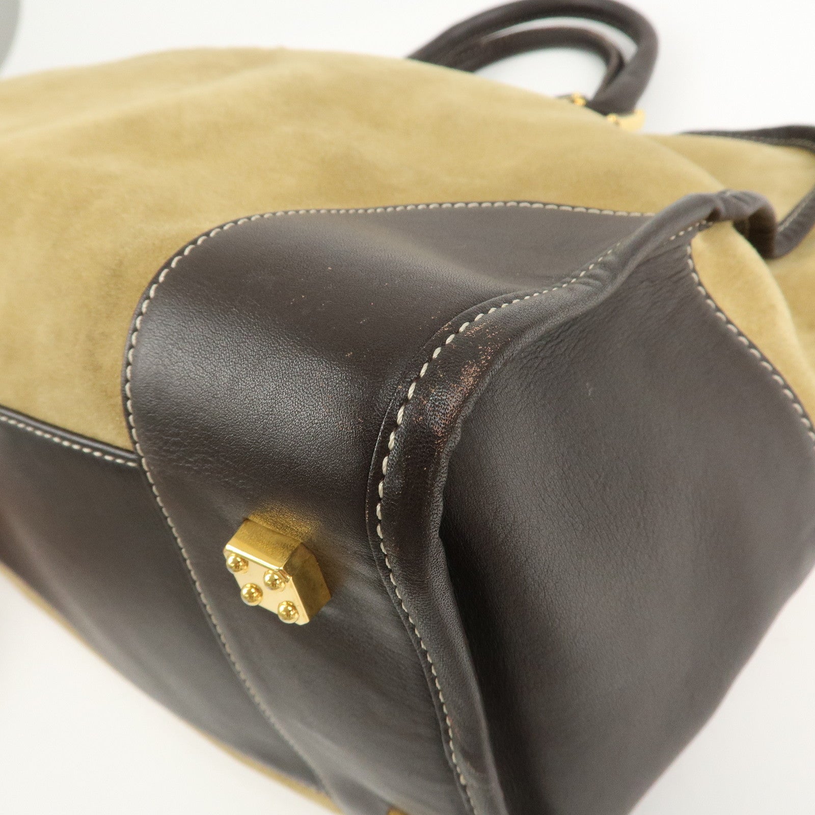 LOEWE Anagram Leather Amazona 40 Hand Bag Beige Brown