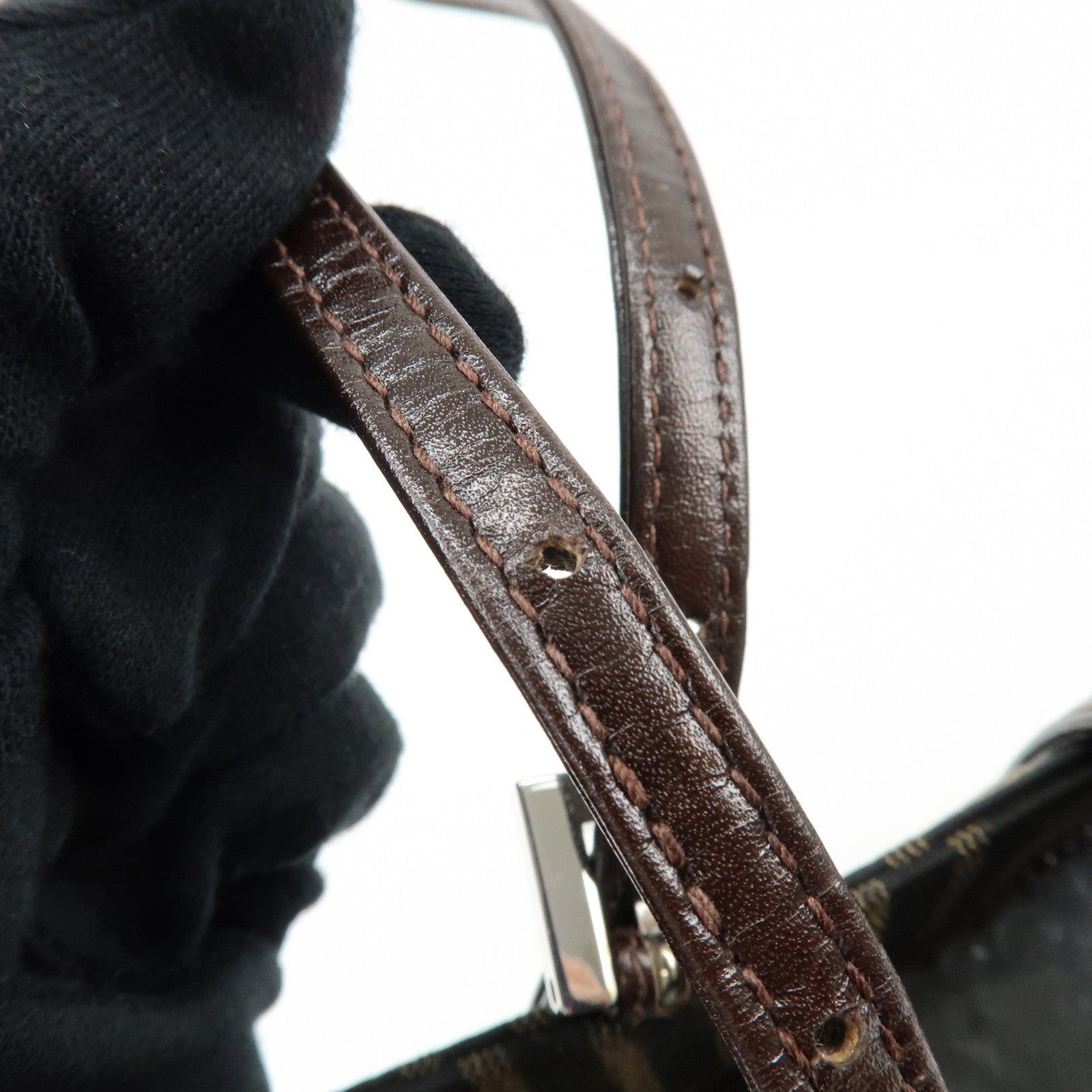 FENDI Zucca Canvas Leather Shoulder Bag Tote Bag Brown 09158081992