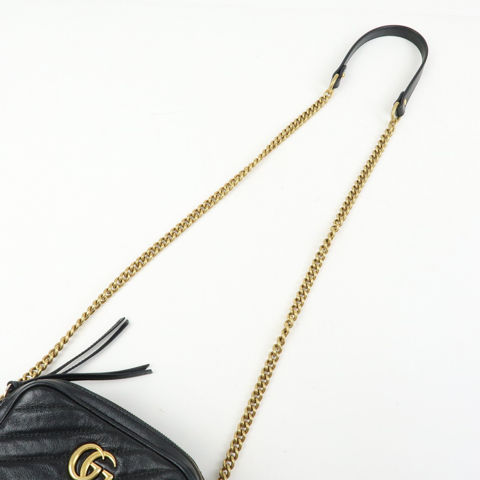 GUCCI GG Marmont Leather Chain Shoulder Crossbody Bag Black 550155