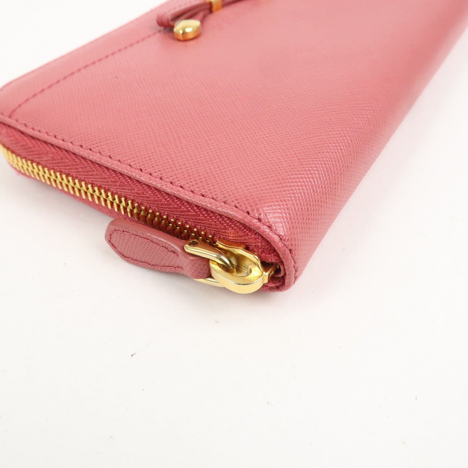 PRADA Logo Saffiano Leather Zippy Long Wallet Pink 1M0506