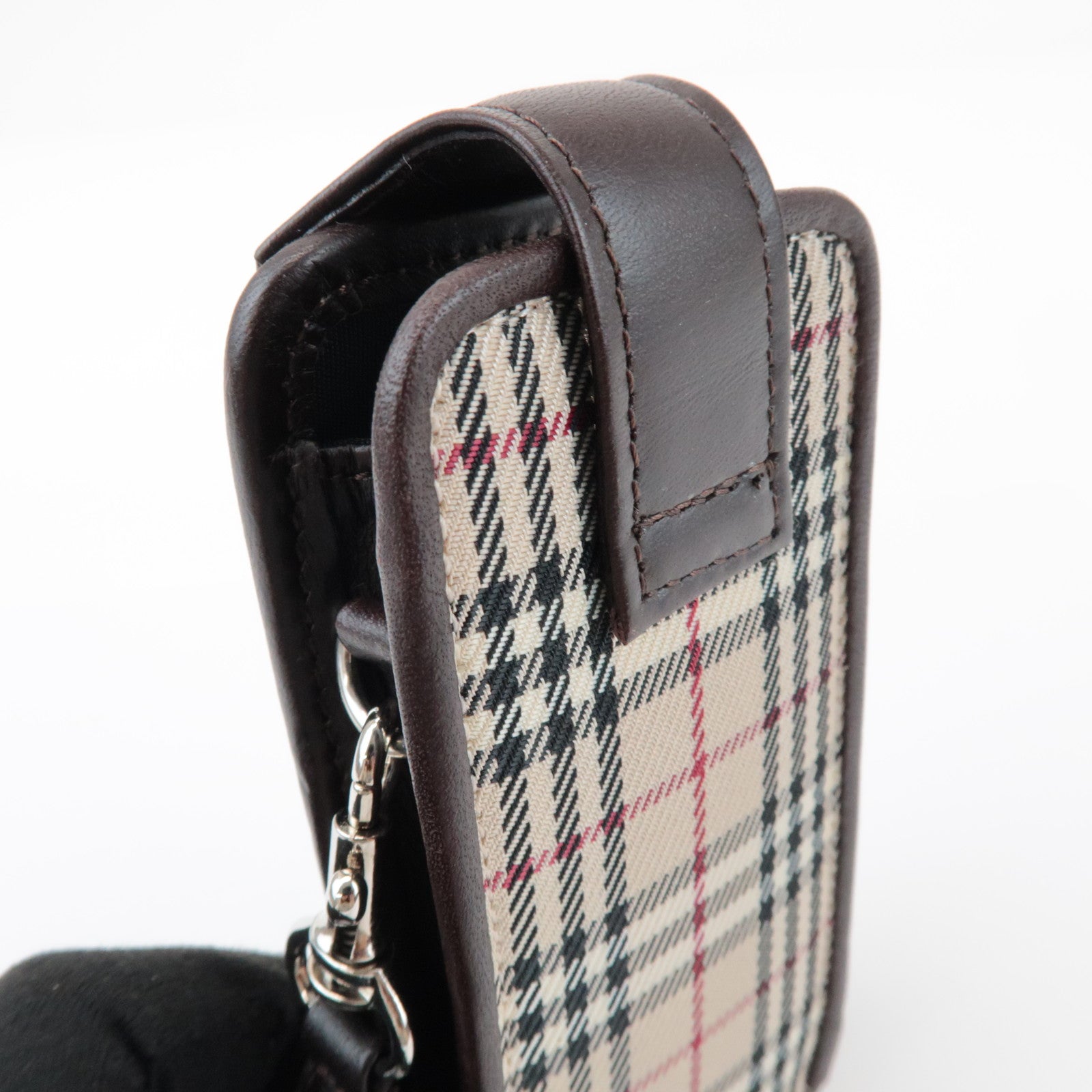BURBERRY Nova Plaid Mini Pouch Beige Brown