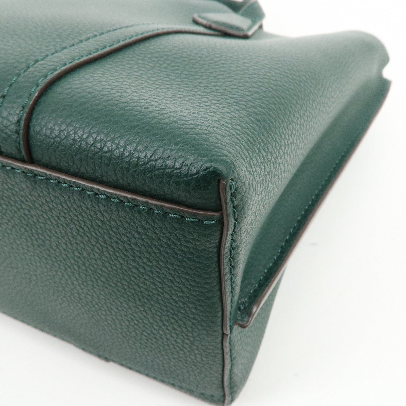 TORY BURCH Perry Logo Leather 2Way Bag Hand Bag Shoulder Bag Green