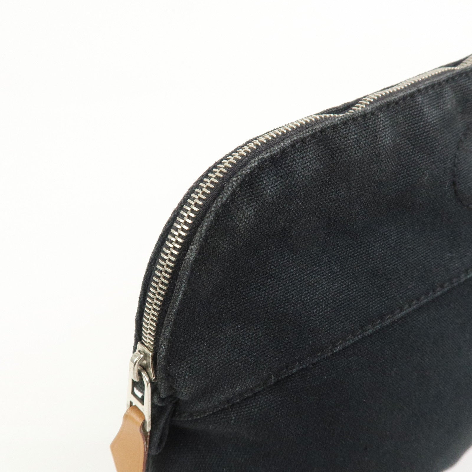 HERMES Canvas Leather Bolide Pouch MM Cosmetic Pouch Black