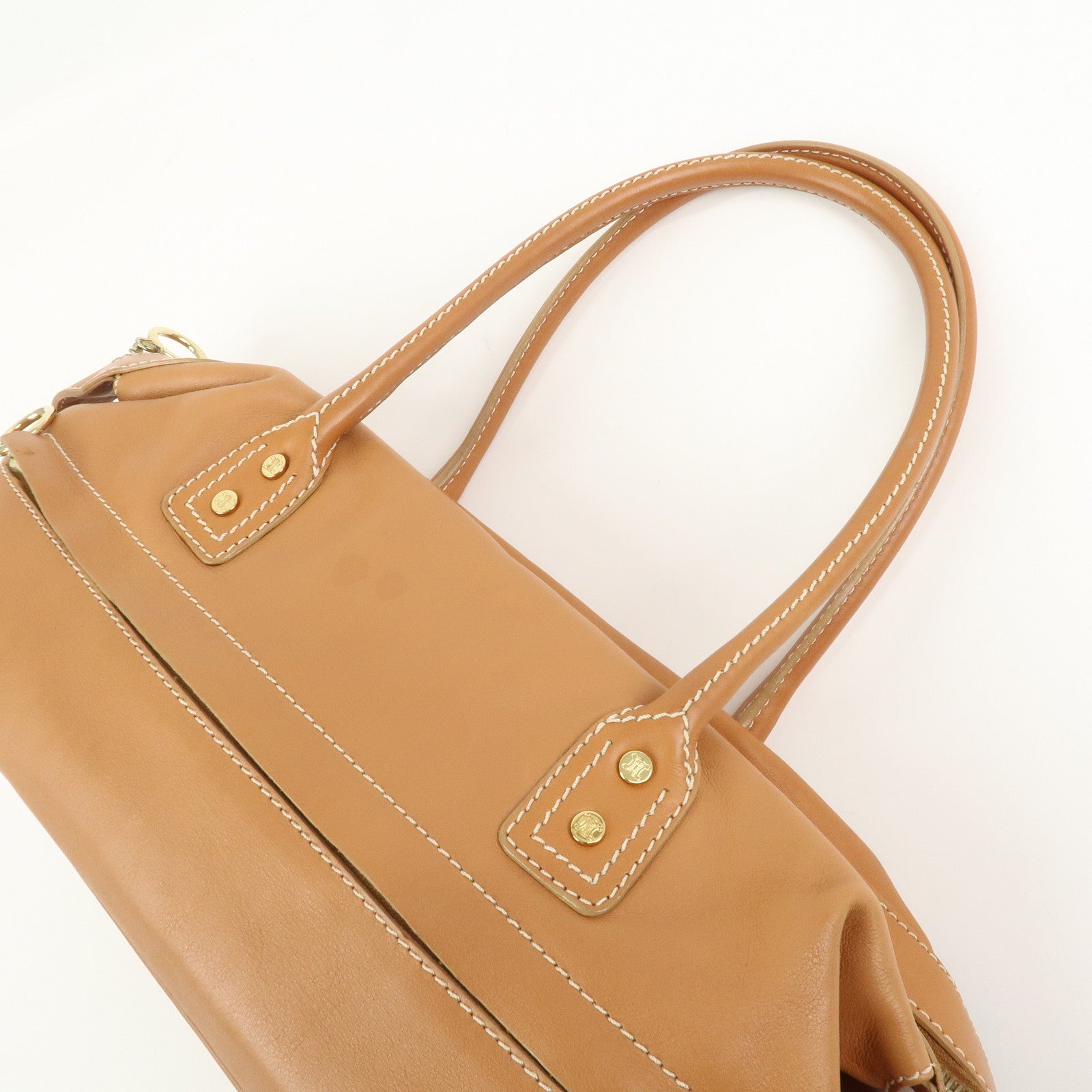 CELINE Macadam Leather Shoulder Bag Hand Bag Brown
