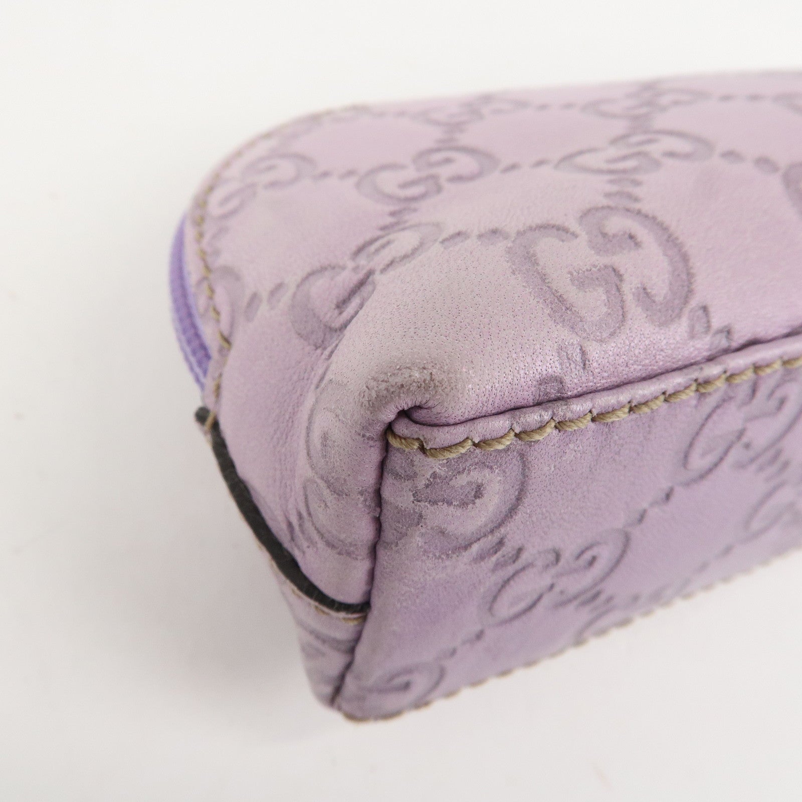 GUCCI Guccissima Leather Cosmetic Pouch Purple 272367 Used