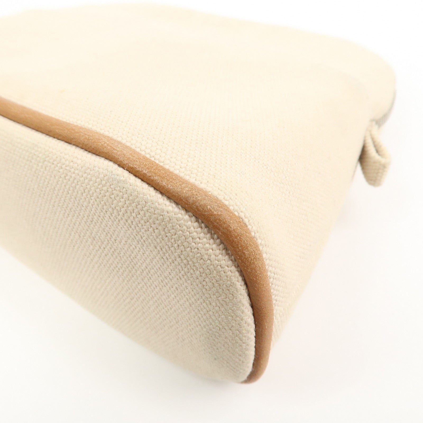 HERMES Bolide Mini Cotton Leather Pouch Natural