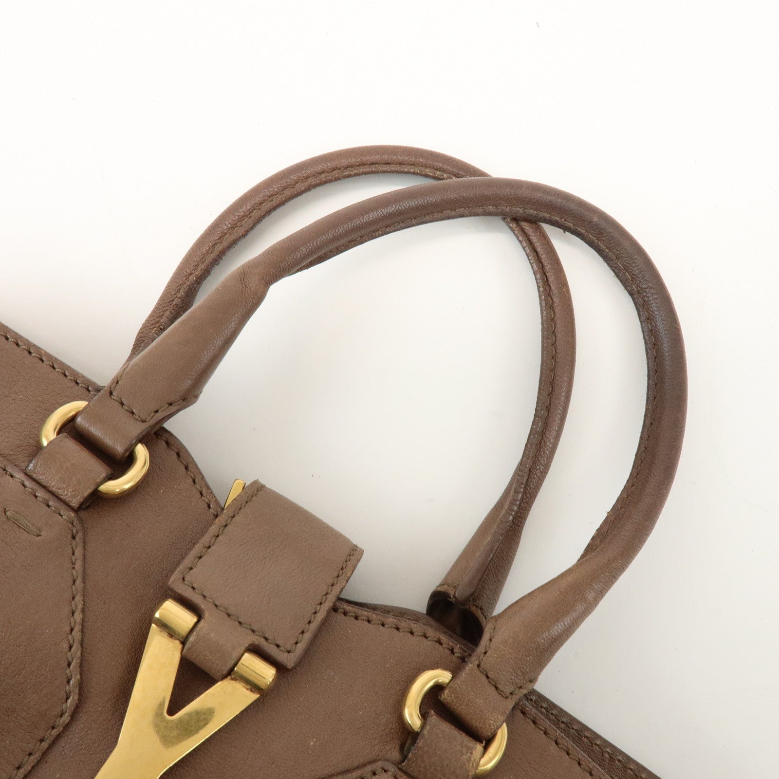 SAINT LAURENT PARIS Cabas Chyc Leather 2Way Bag Hand Bag Brown