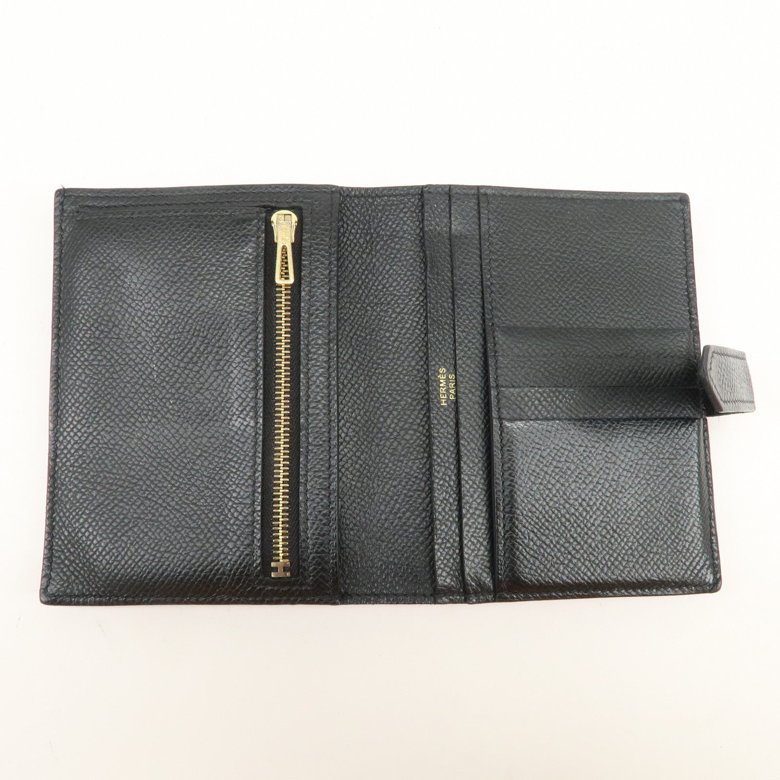HERMES Bearn Mini Veau Epsom Bi-fold Compact Wallet Z Stamped Black