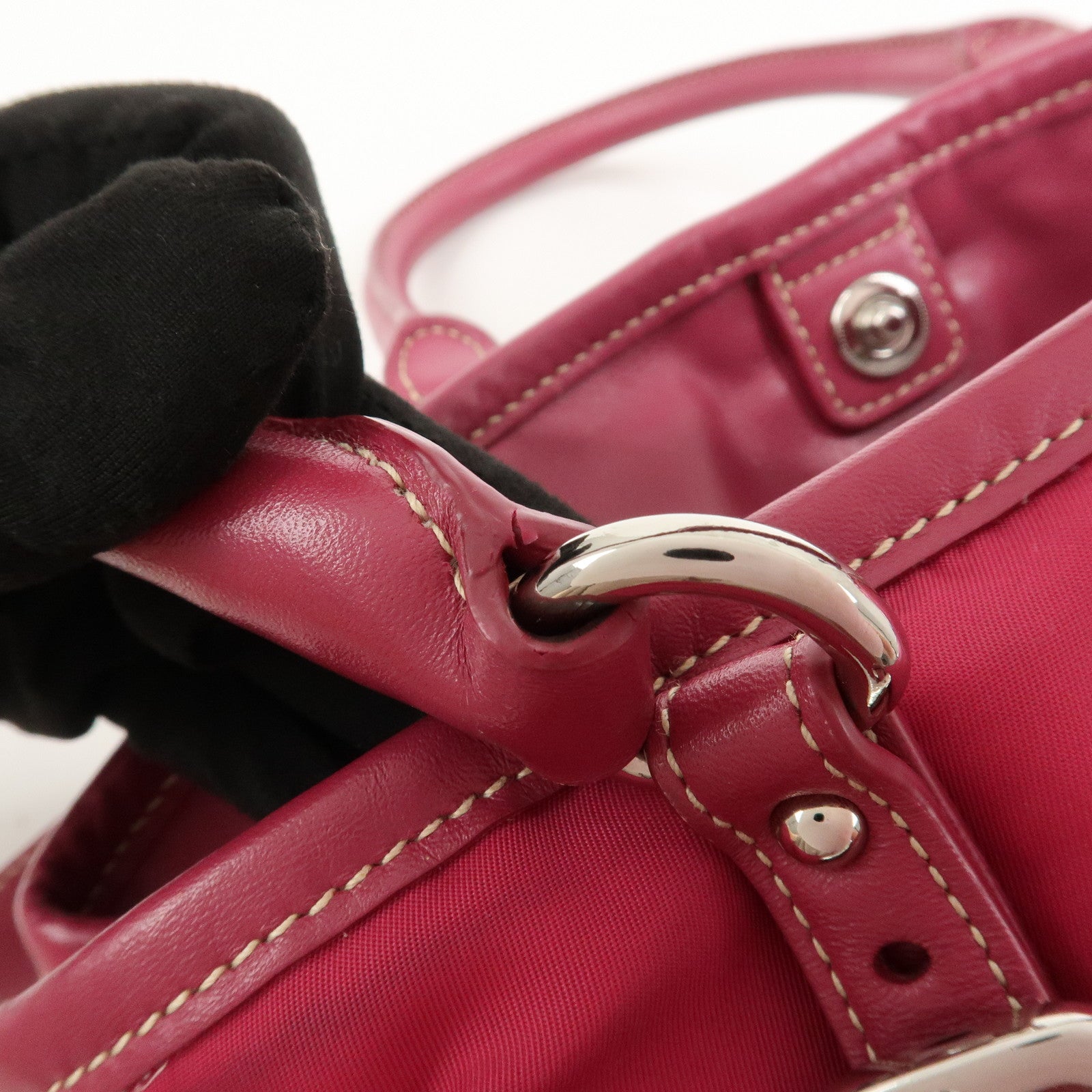 PRADA Logo Nylon Leather 2Way Bag Tote Bag Shoulder Bag Pink BN1841