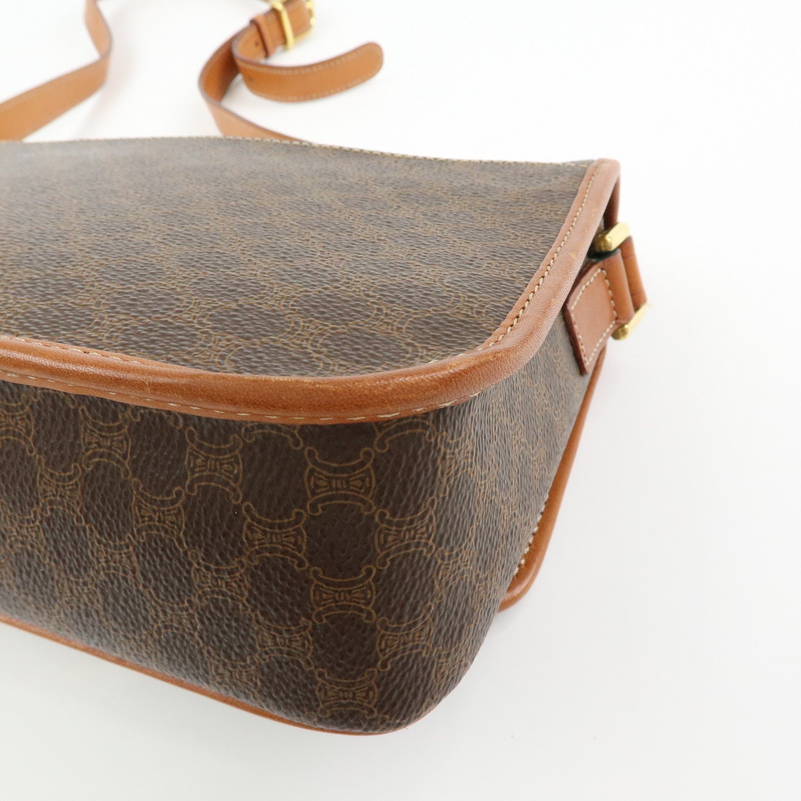 CELINE Trio PVC Leather Shoulder Bag Crossbody Bag Brown