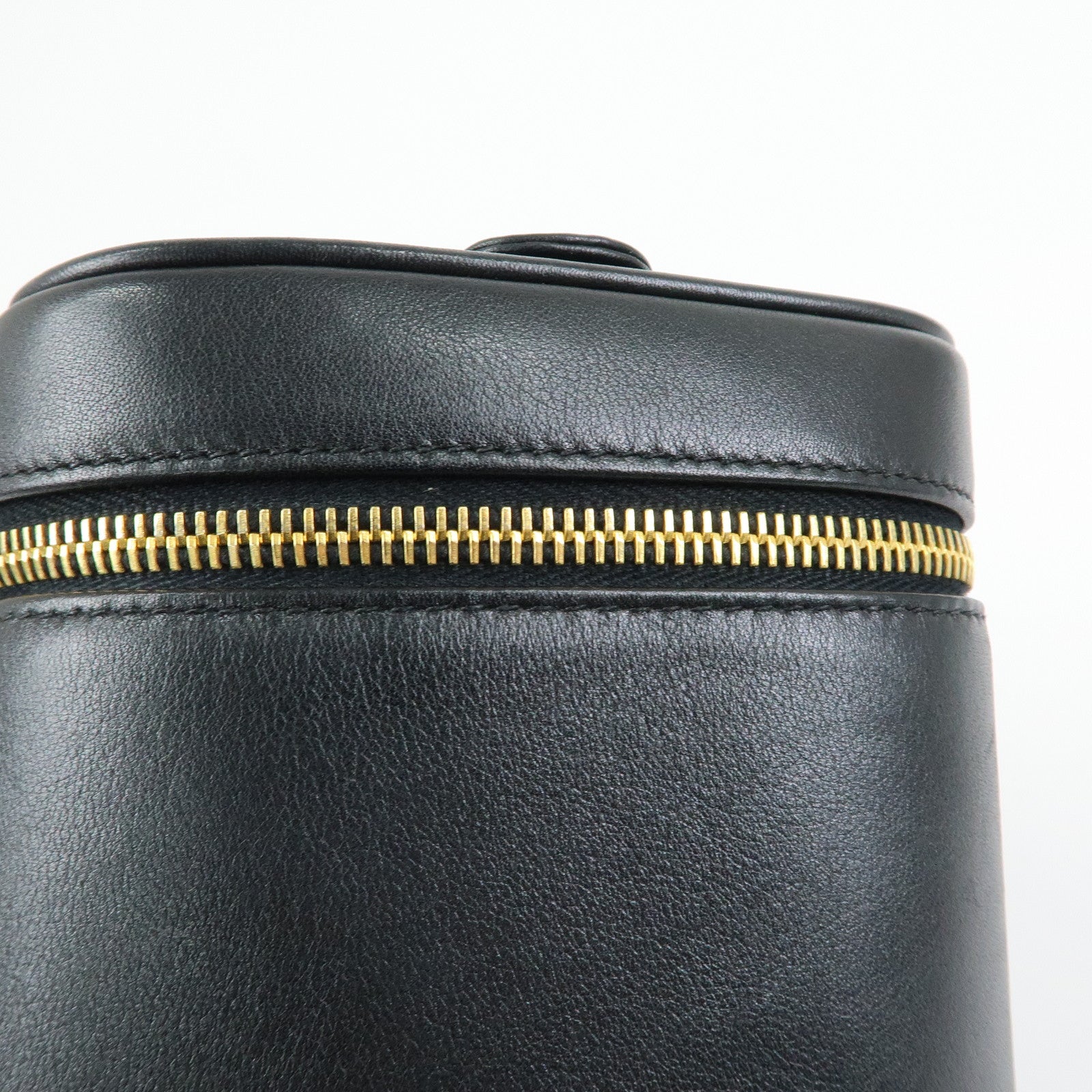 CHANEL COCO Mark Bicolore Lamb Skin Vanity Bag Hand Bag A01619