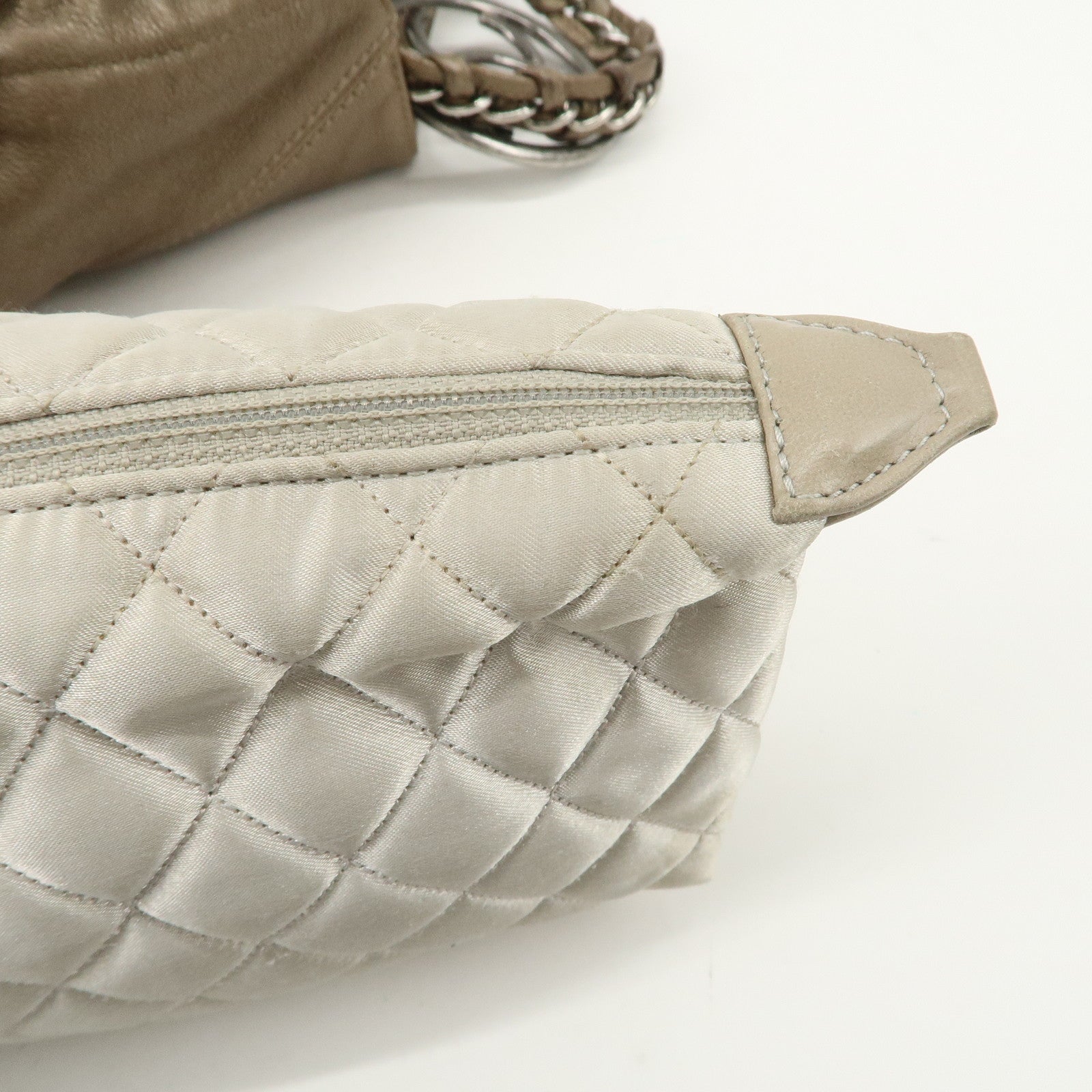 CHANEL COCO Cabas Matelasse Leather Chain Shoulder Bag Brown A33986 Used